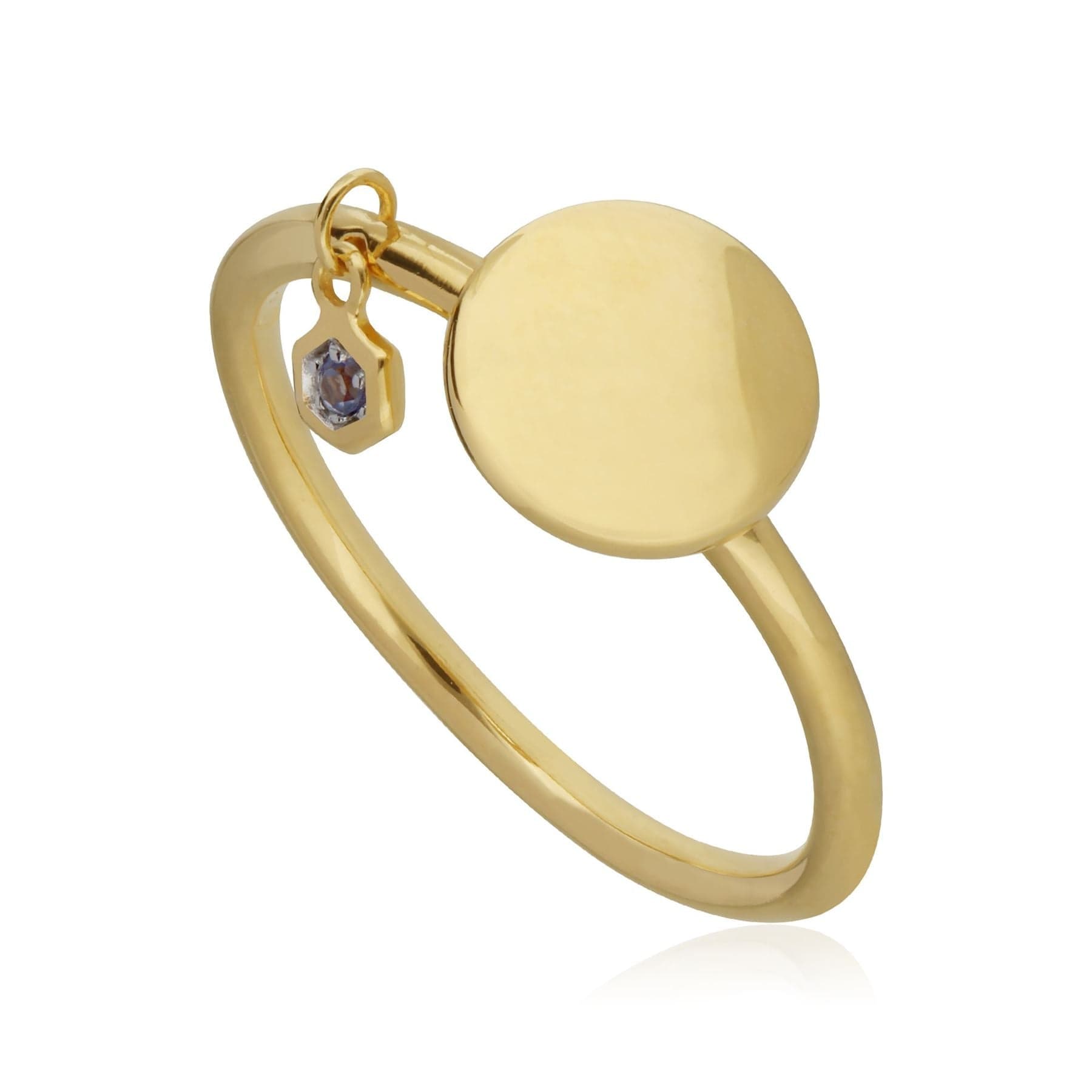 Tanzanite Engravable Ring in Yellow Gold Plated Sterling Silver - Gemondo