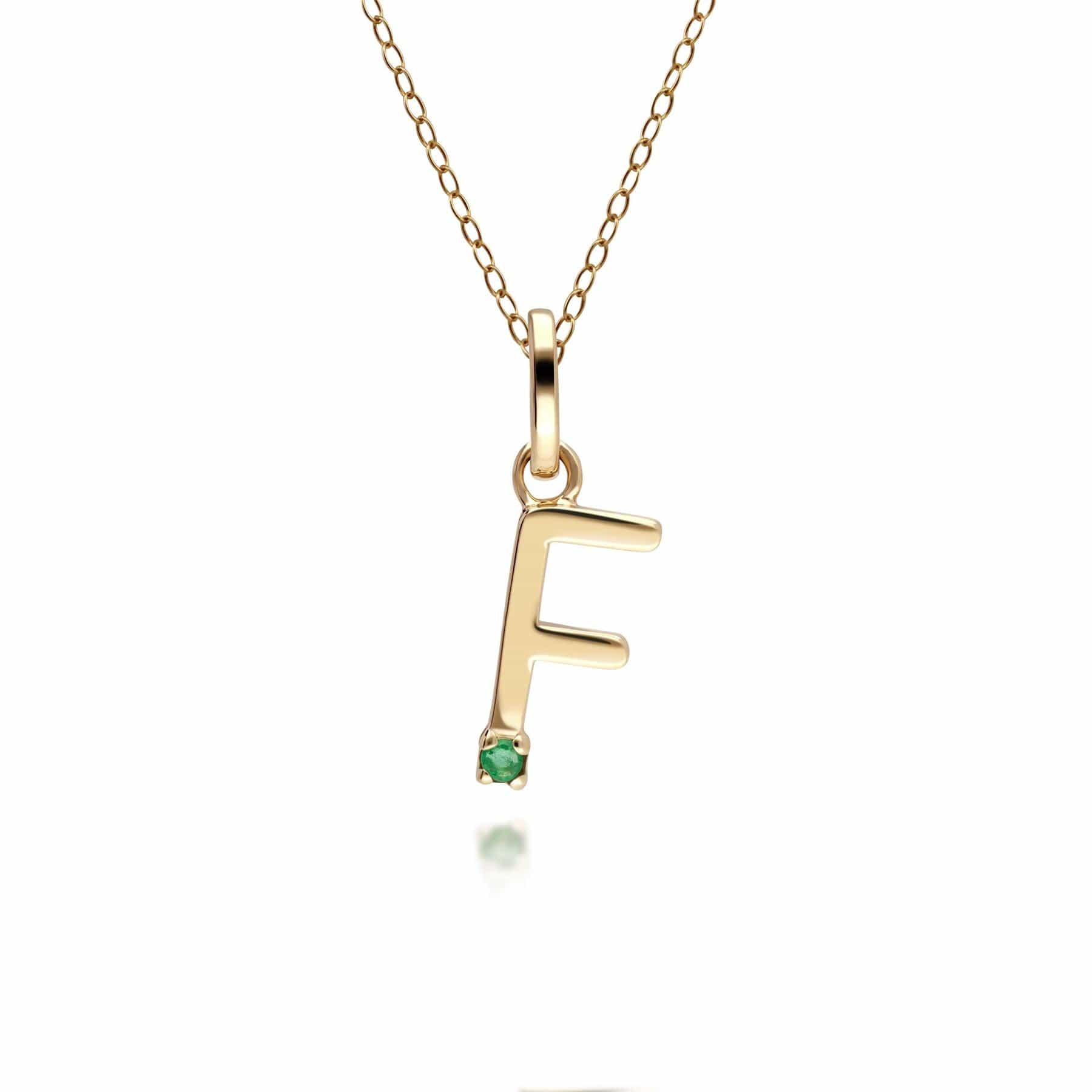 Initial Emerald Letter Necklace In 9ct Yellow Gold - Gemondo