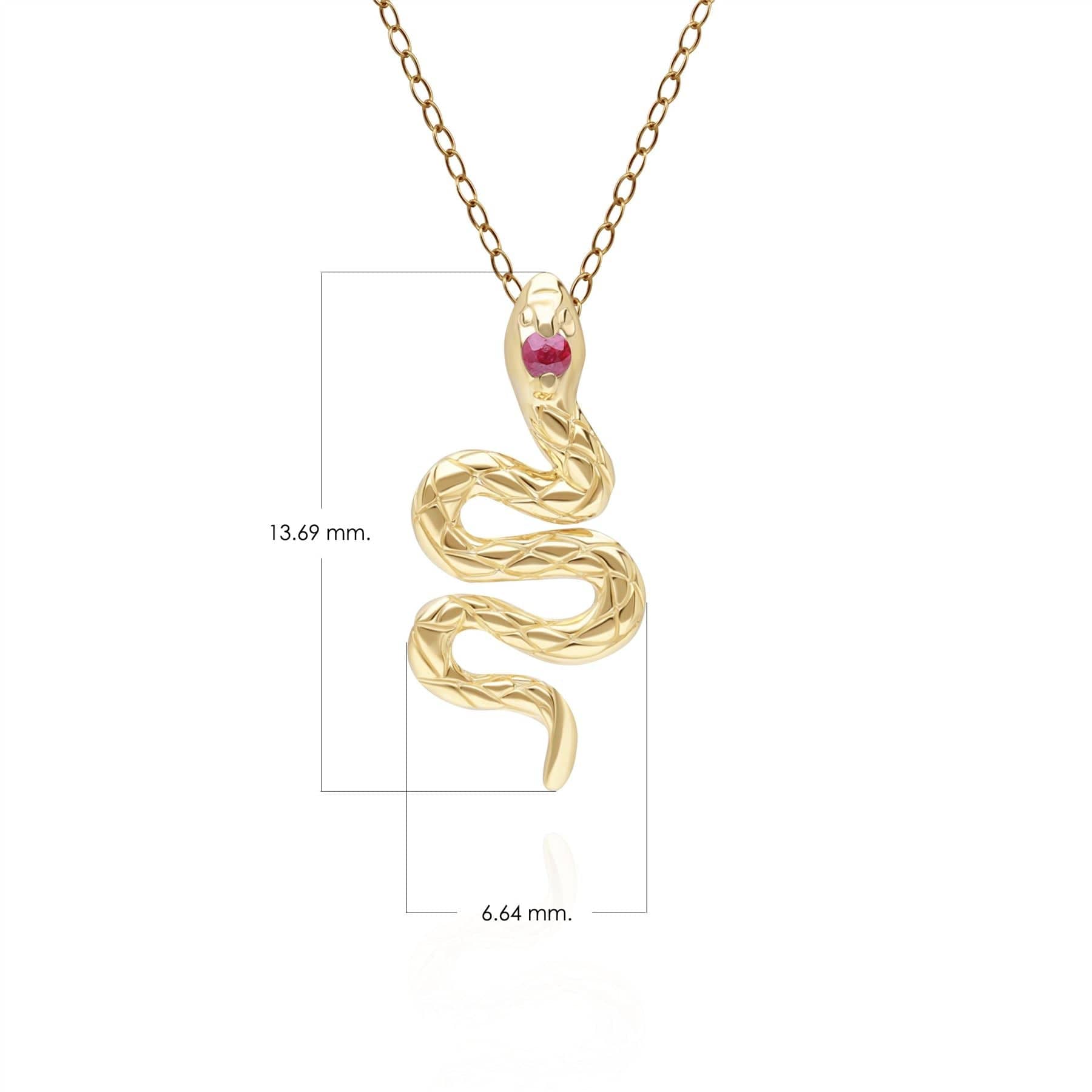 132P1845019 ECFEW™ Ruby Snake Wrap Pendant in 9ct Yellow Gold Dimensions