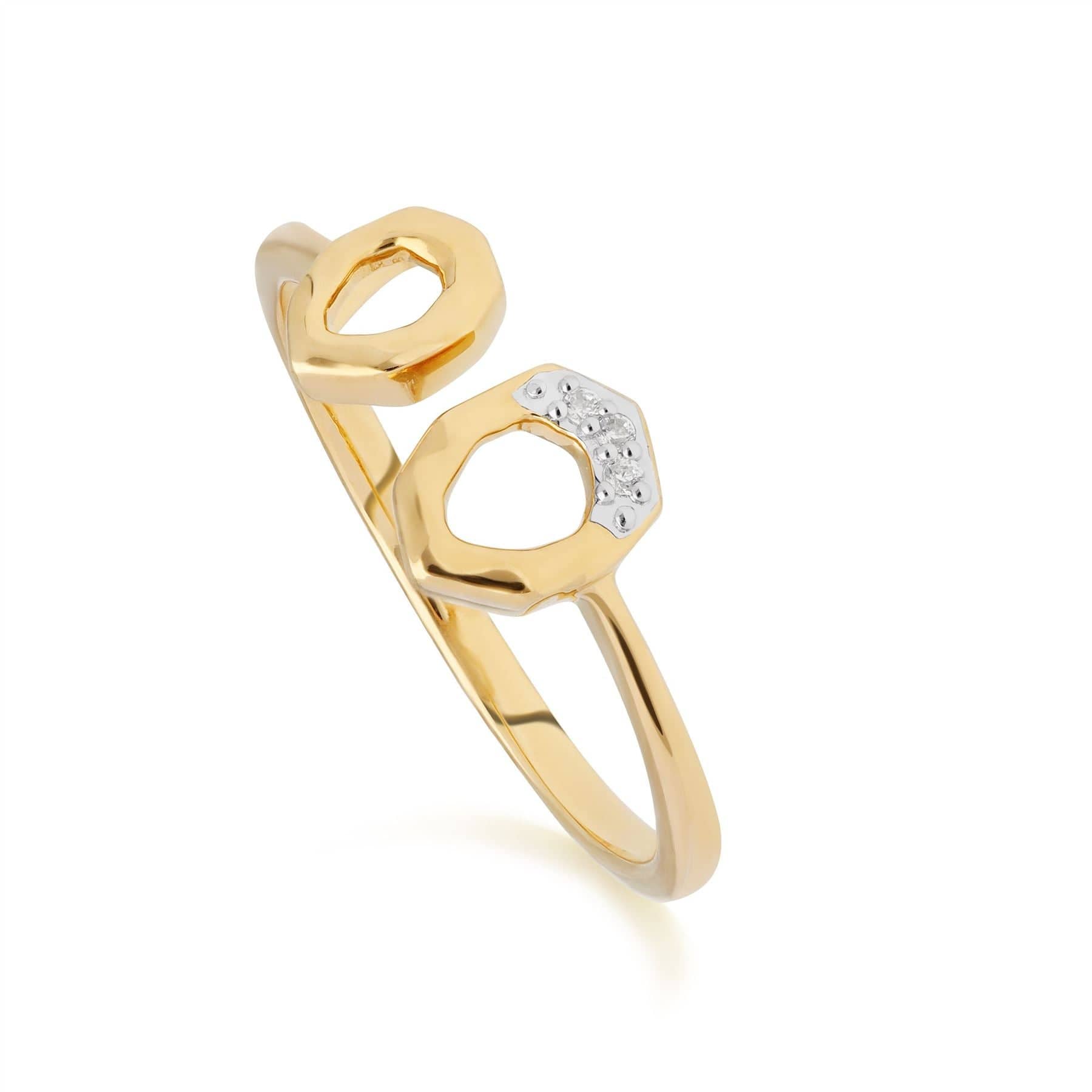 Diamond Asymmetric Open Ring in 9ct Yellow Gold
