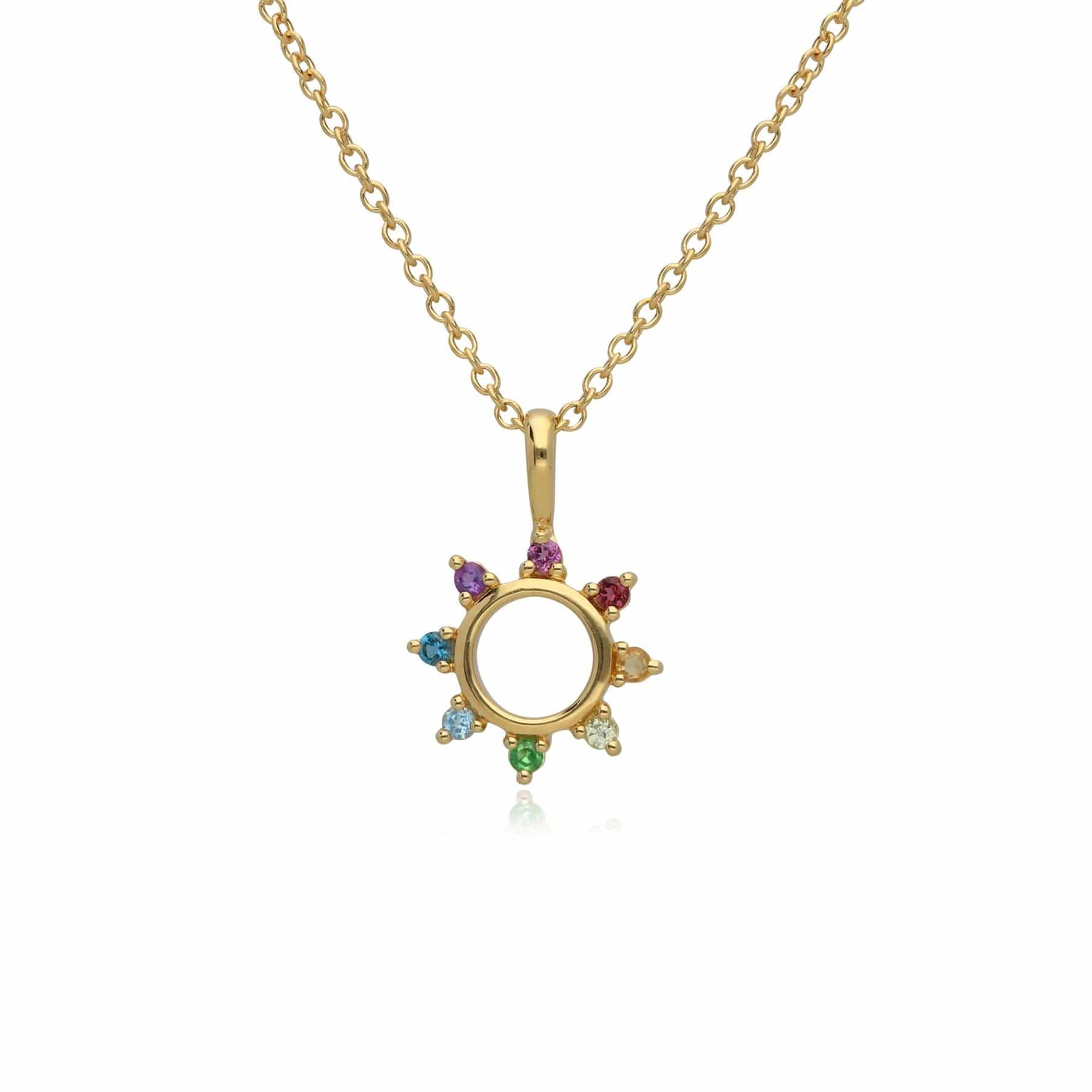 Rainbow Sunburst Necklace in Gold Plated Sterling Silver