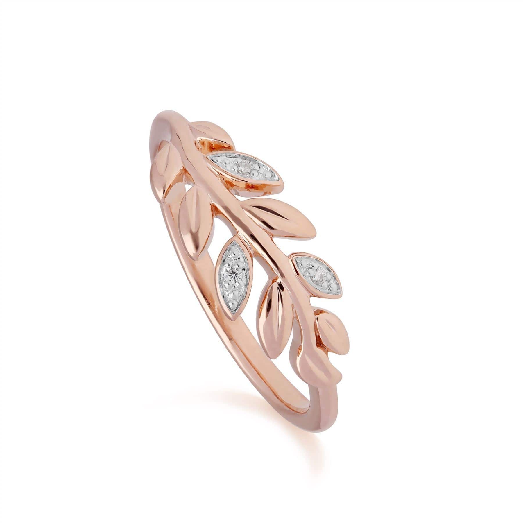 191N0231019-191R0899029 O Leaf Diamond Necklace & Ring Set in 9ct Rose Gold 5