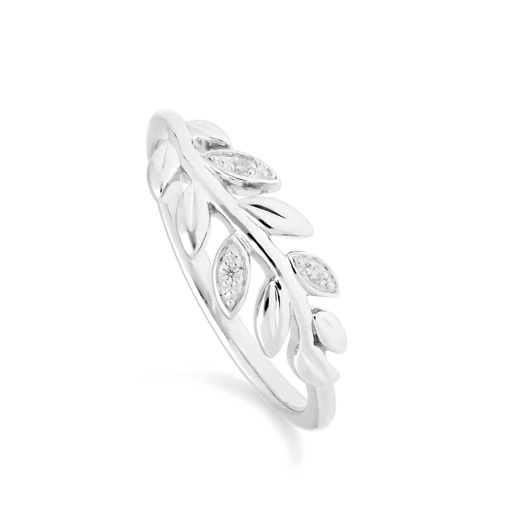 O Leaf Diamond Necklace & Ring Set in 9ct White Gold - Gemondo
