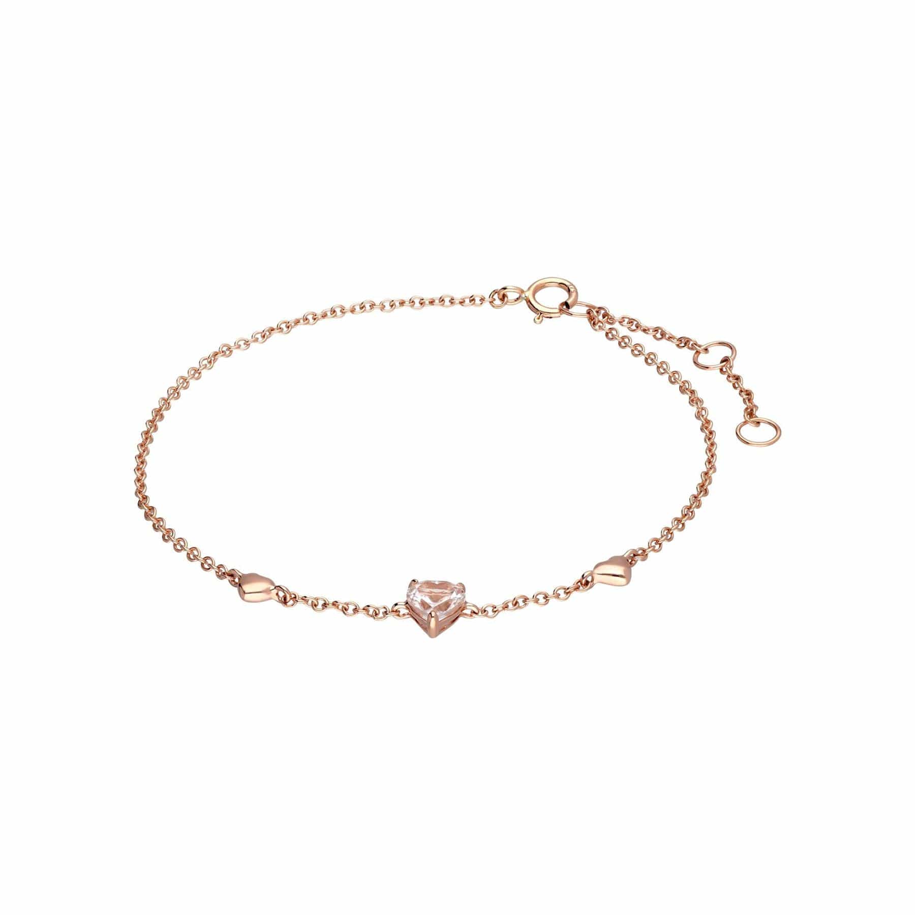 Pink Morganite Love Heart Bracelet in 9ct Rose Gold