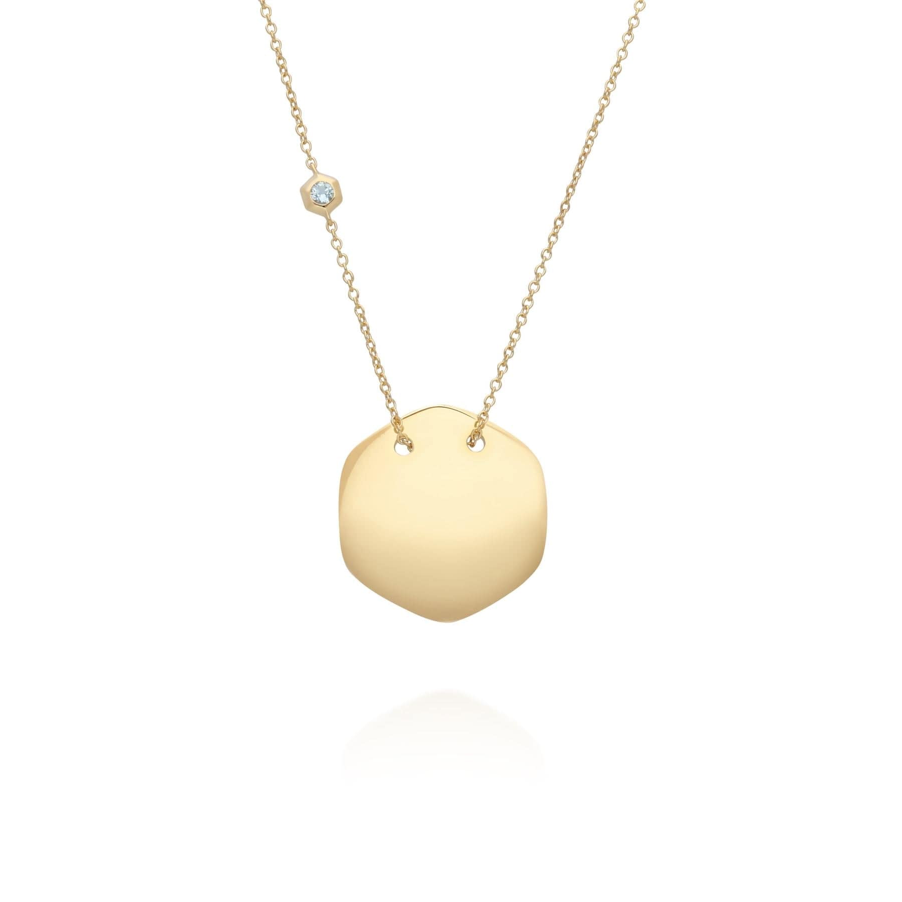 Aquamarine Engravable Necklace in Yellow Gold Plated Sterling Silver - Gemondo