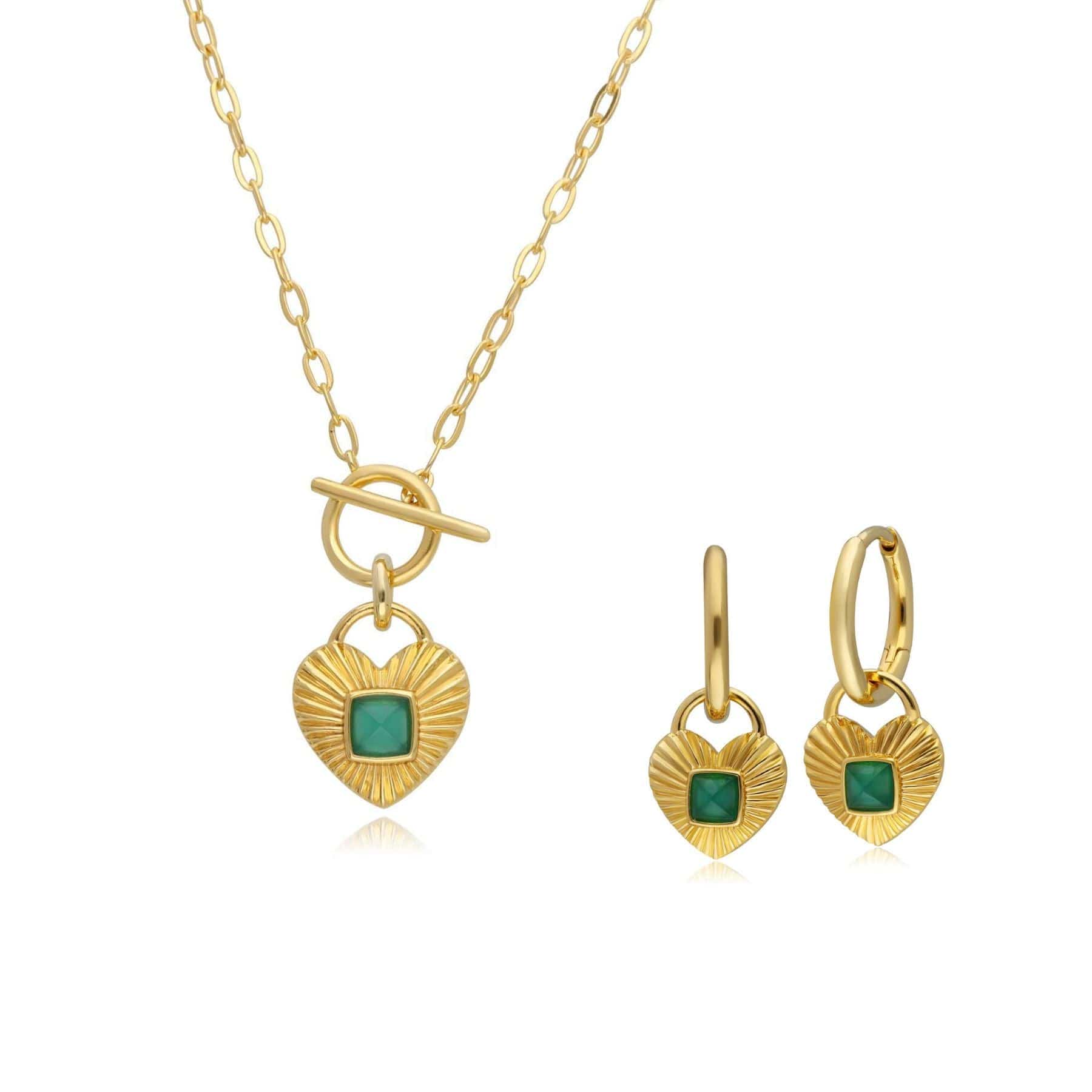 Queen of Hearts Chalcedony Necklace & Hoop Earrings Set - Gemondo