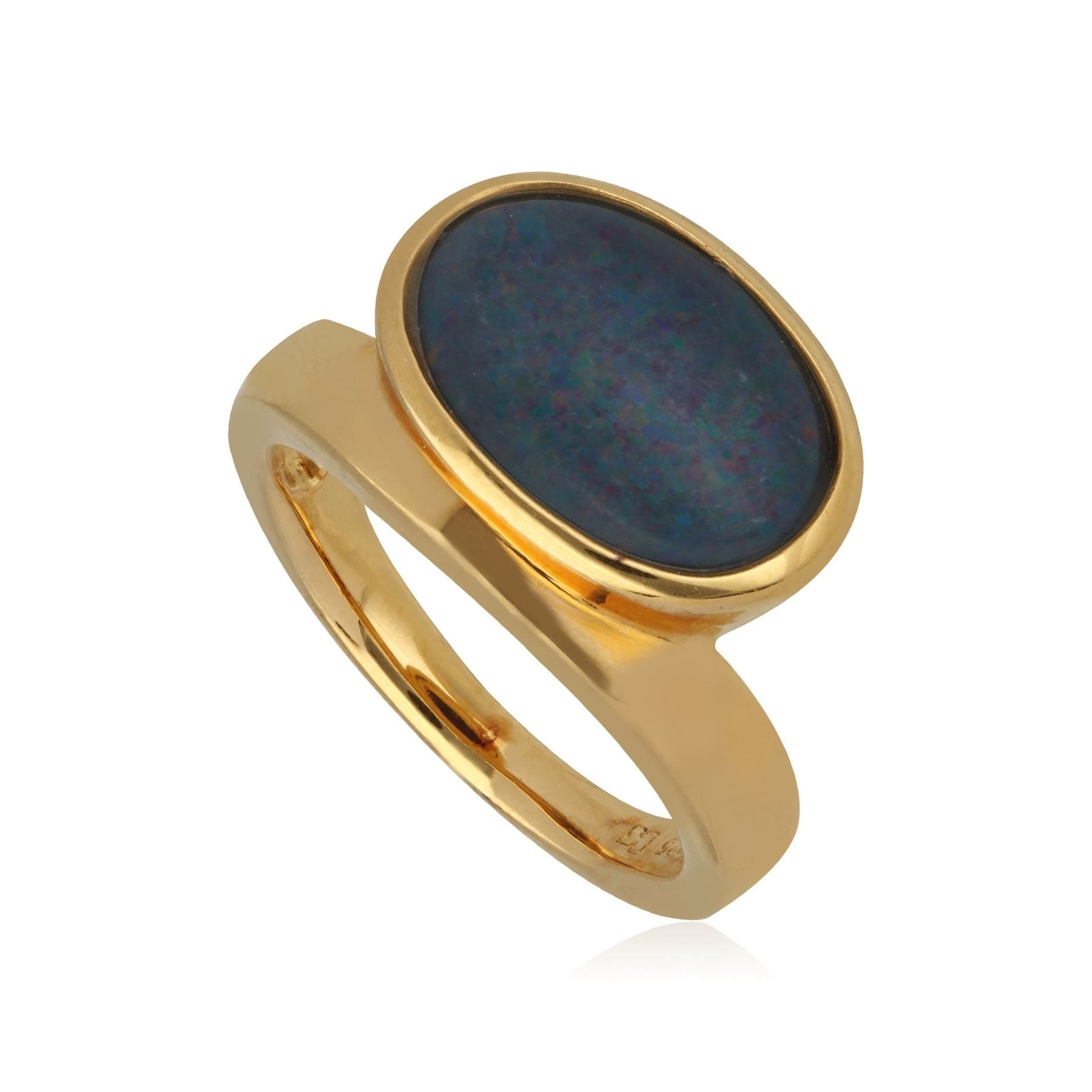 Kosmos Triplet Opal Cocktail Ring in Yellow Gold Plated Sterling Silver - Gemondo