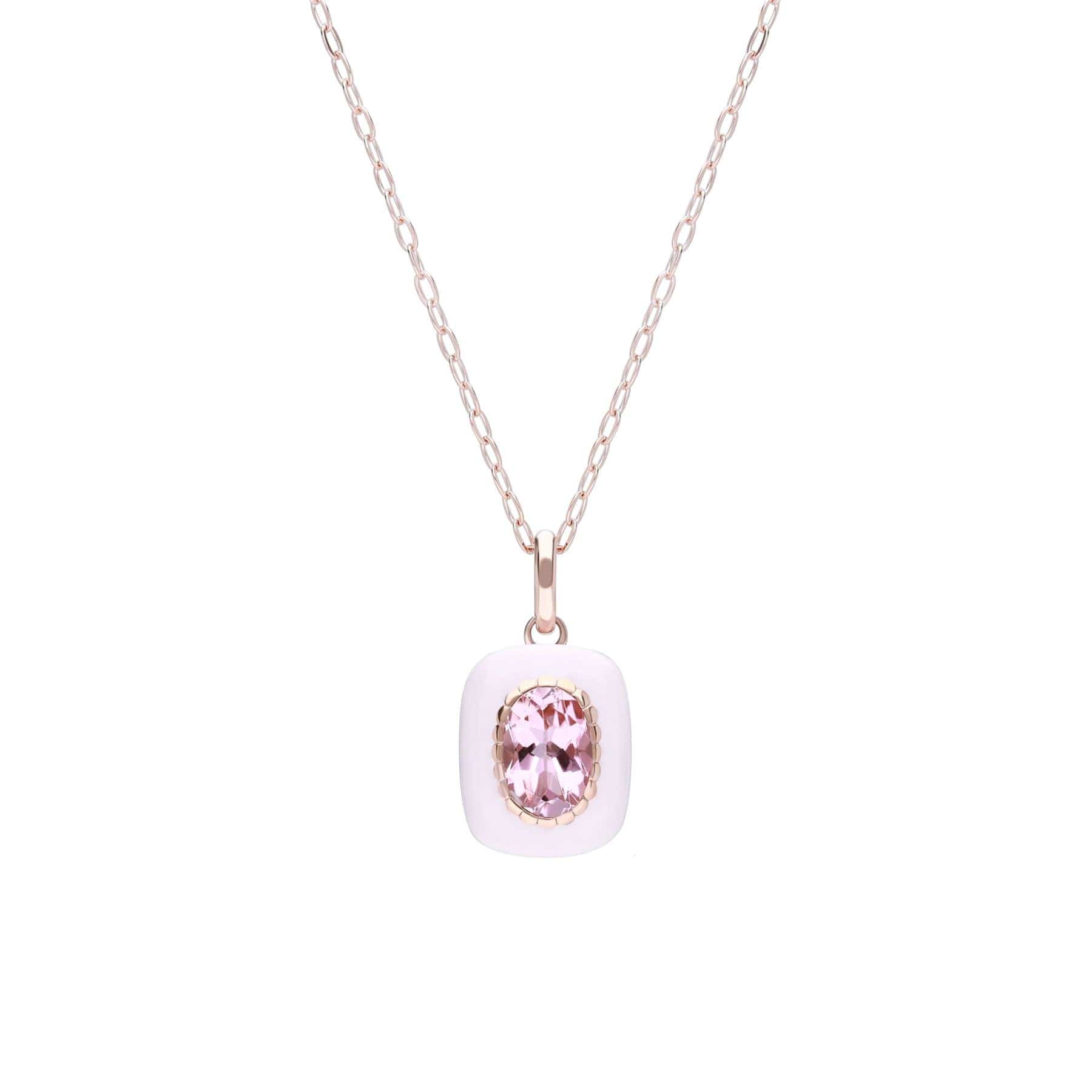 Siberian Waltz Enamel & Pink Tourmaline Pendant Necklace In Rose Gold Plated Silver - Gemondo