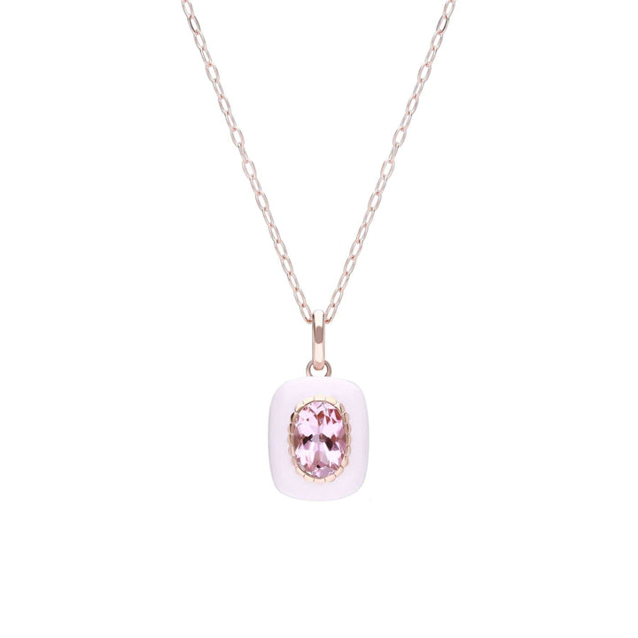 270P034501925 Siberian Waltz Enamel & Pink Tourmaline Pendant Necklace In Rose Gold Plated Silver 1