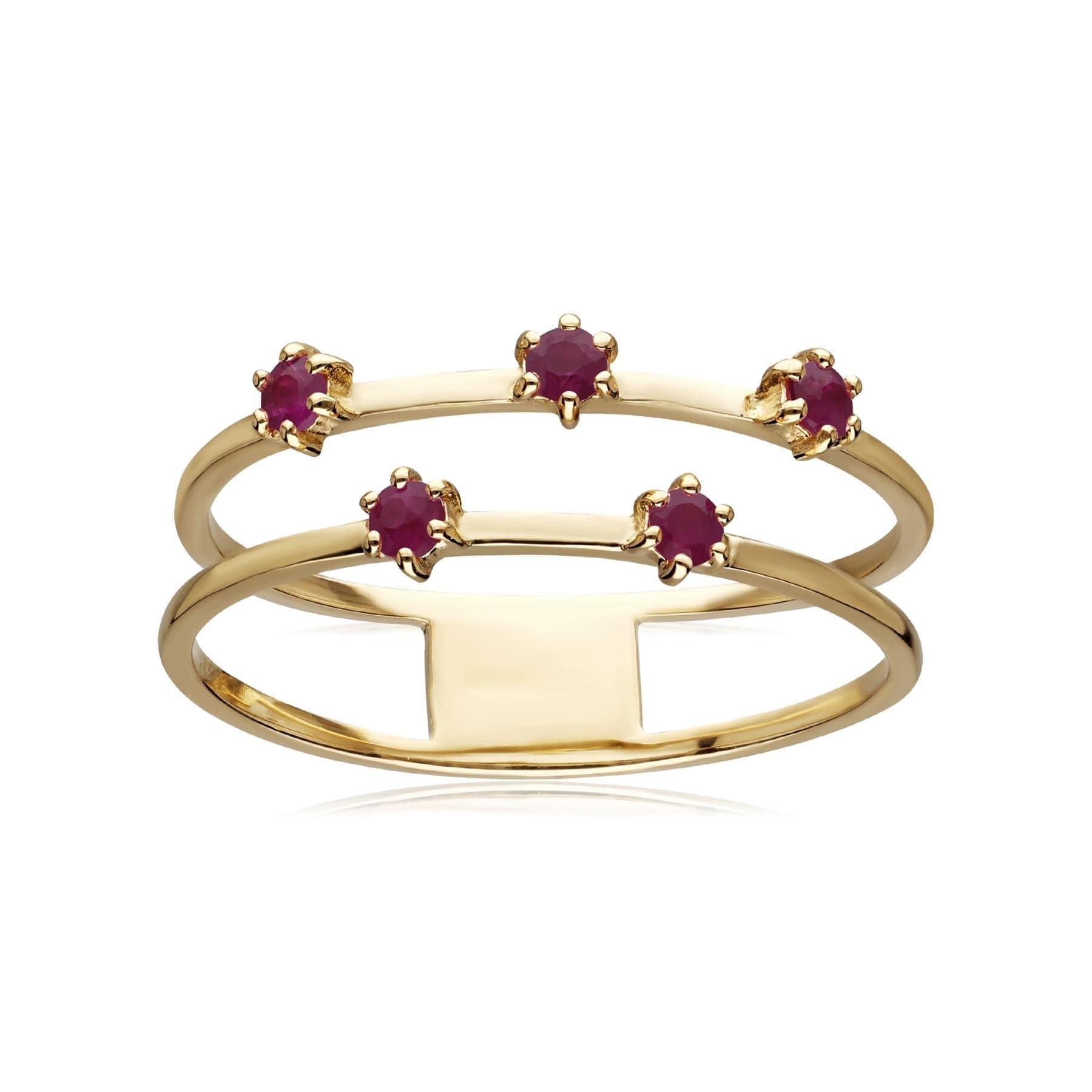 Modern Glam Ruby Band Ring In 9ct Gold 