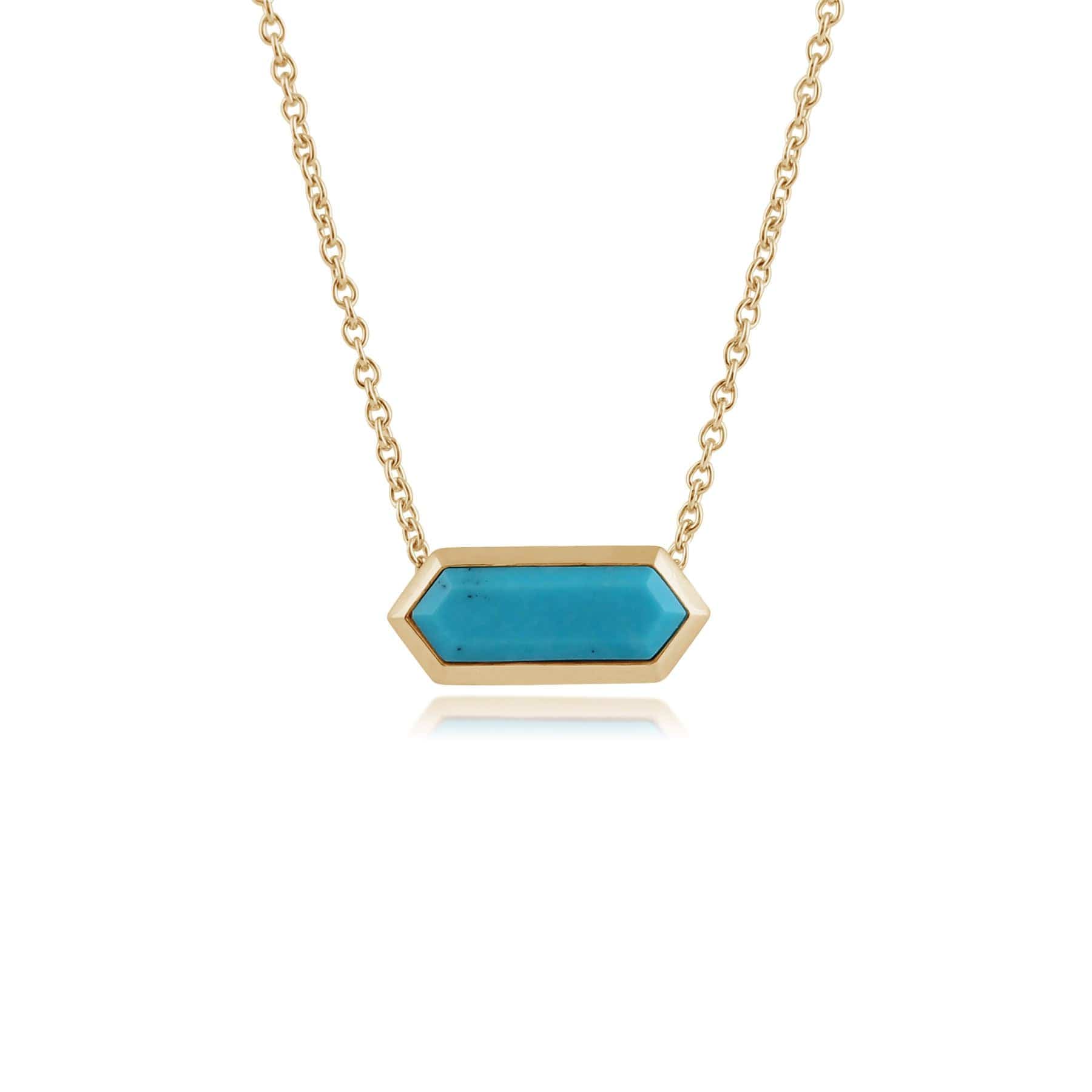 271N011501925 Geometric Hexagon Turquoise Prism Bar Necklace in Gold Plated  Silver 1