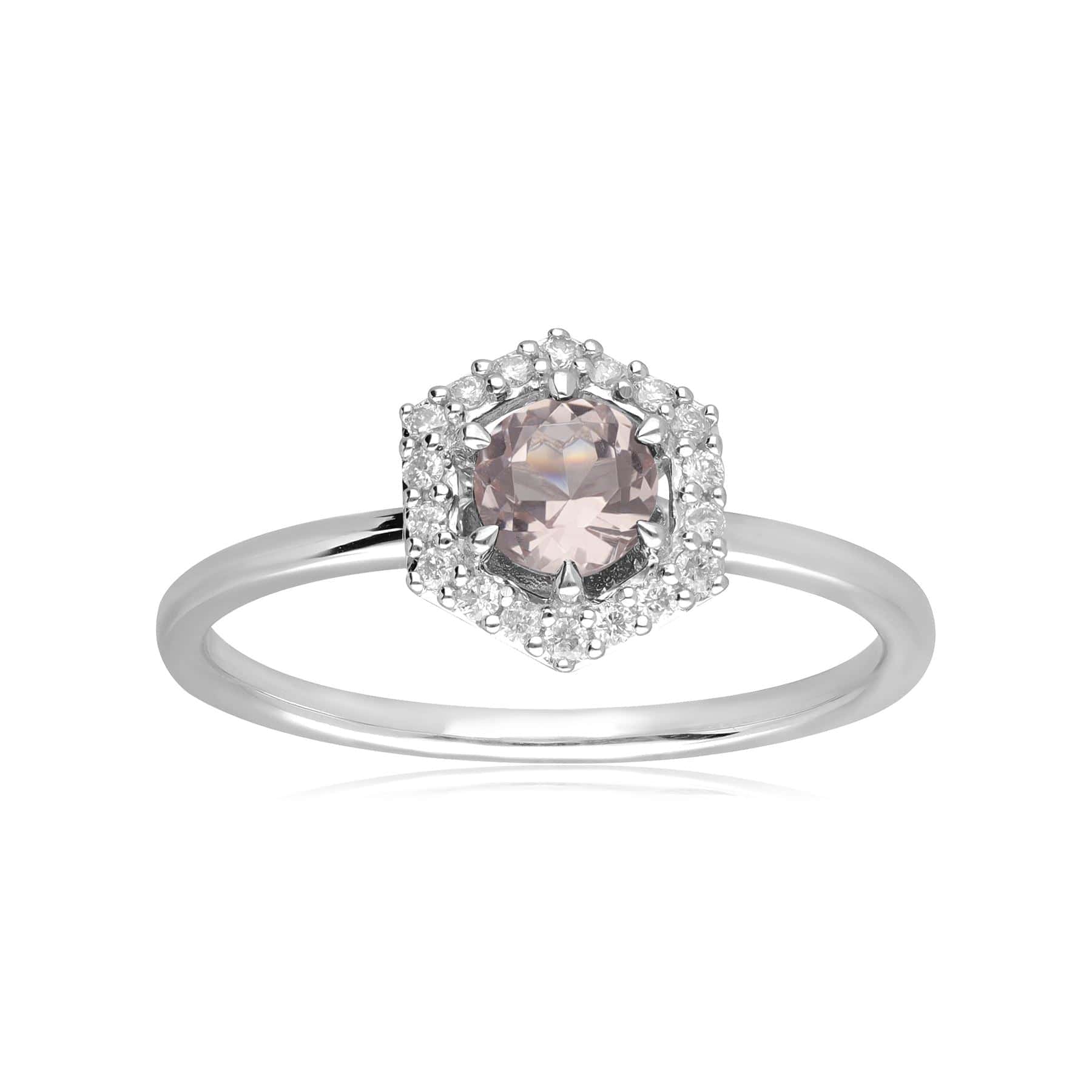 9ct White Gold 0.378ct Morganite & Diamond Halo Engagement Ring 2