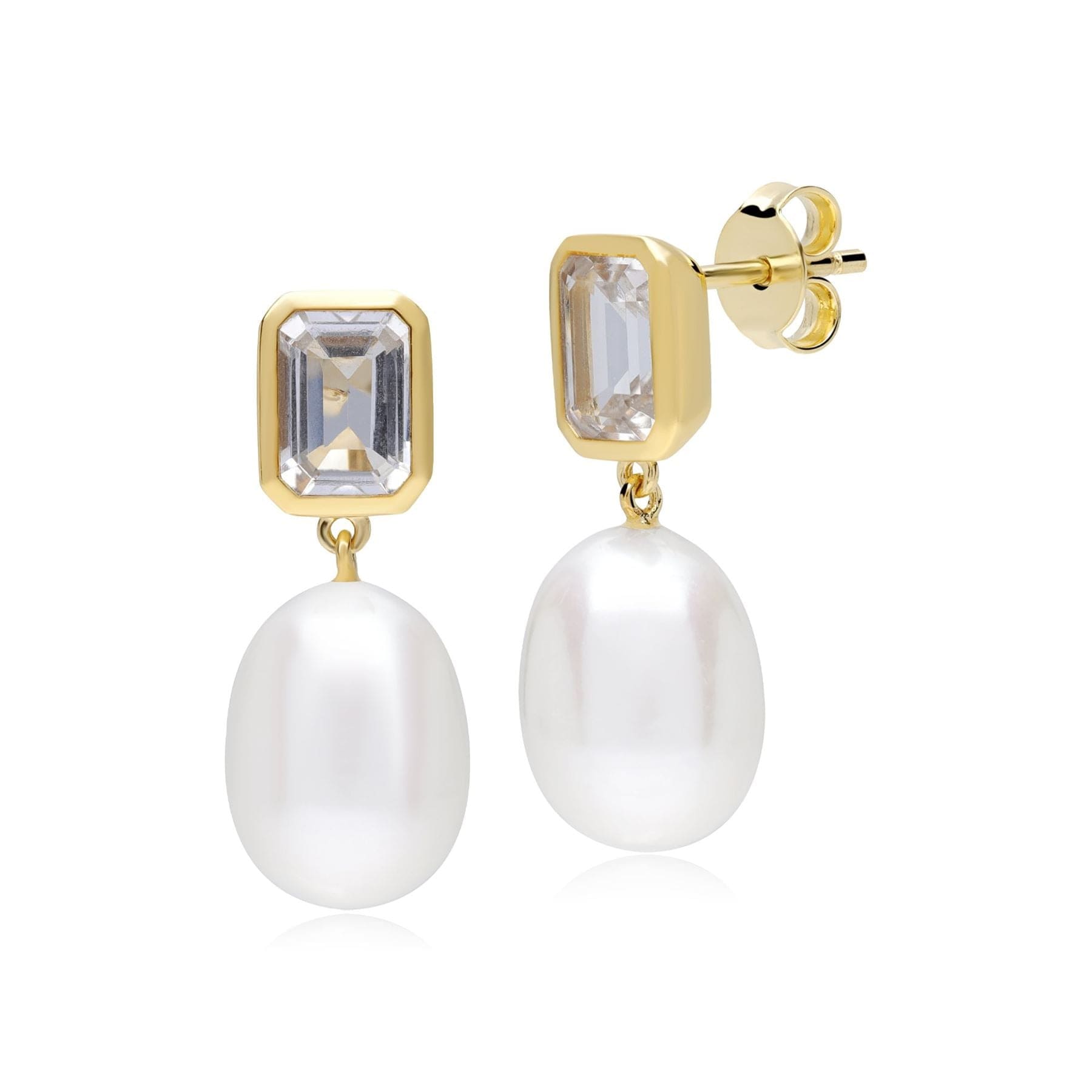 Gemondo ECFEW™ 'The Unifier' White Topaz & Pearl Dangle Drop Earrings