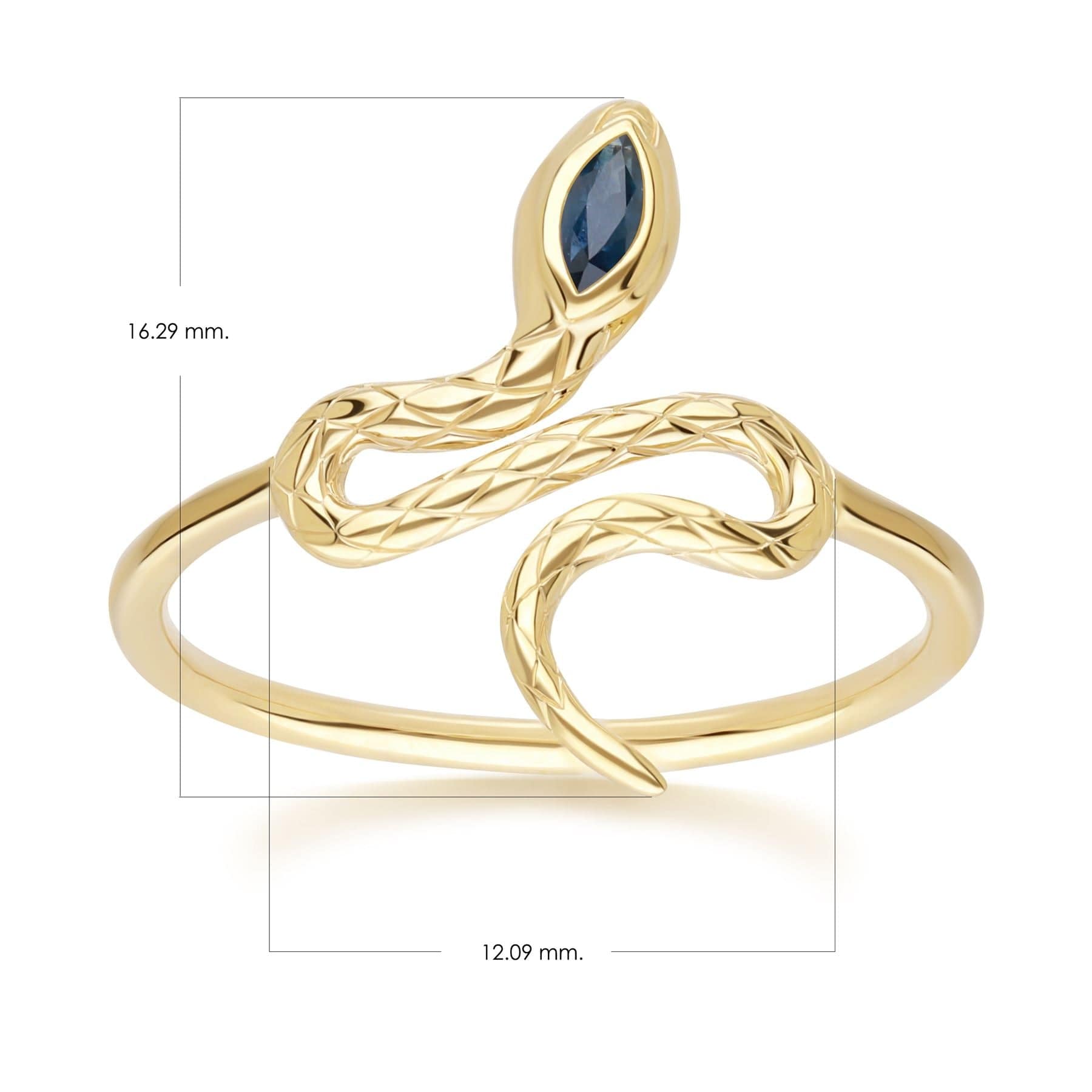 ECFEW™ Sapphire Winding Snake Ring in 9ct Yellow Gold - Gemondo