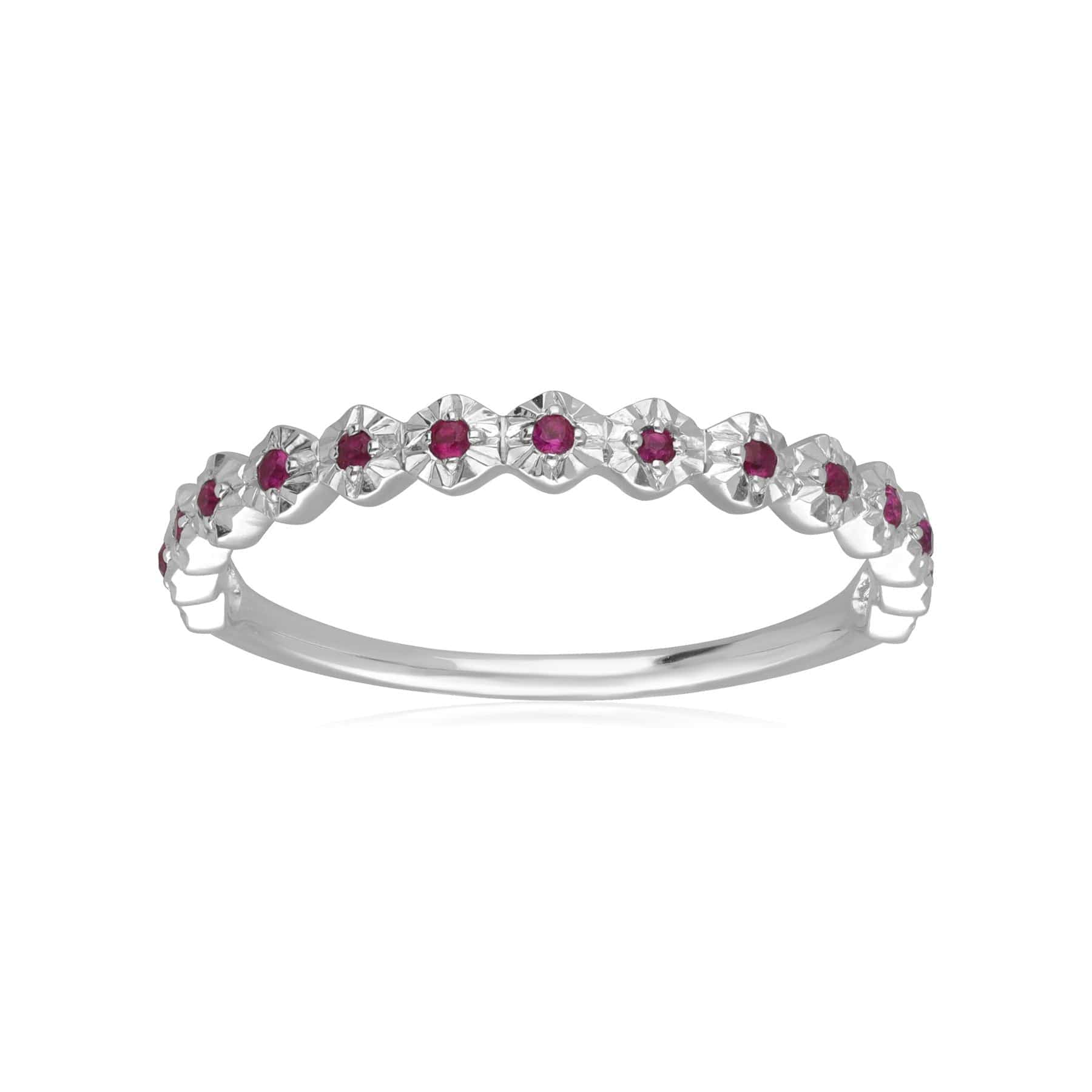 162R0405029 Half Eternity Ruby Band Ring In 9ct White Gold 3