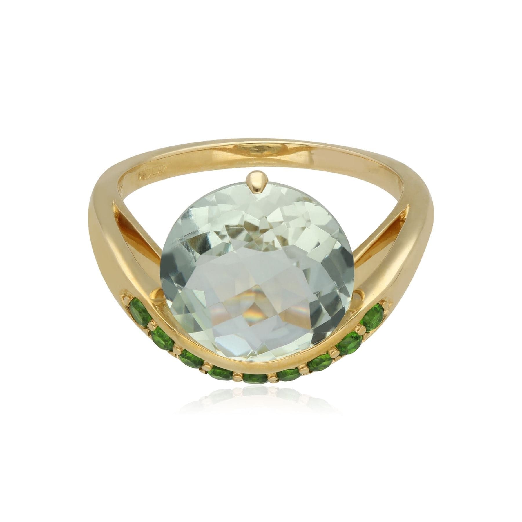 T0940R40X4 Kosmos Green Mint Quartz & Chrome Diopside Cocktail Ring in 9ct Yellow Gold 2