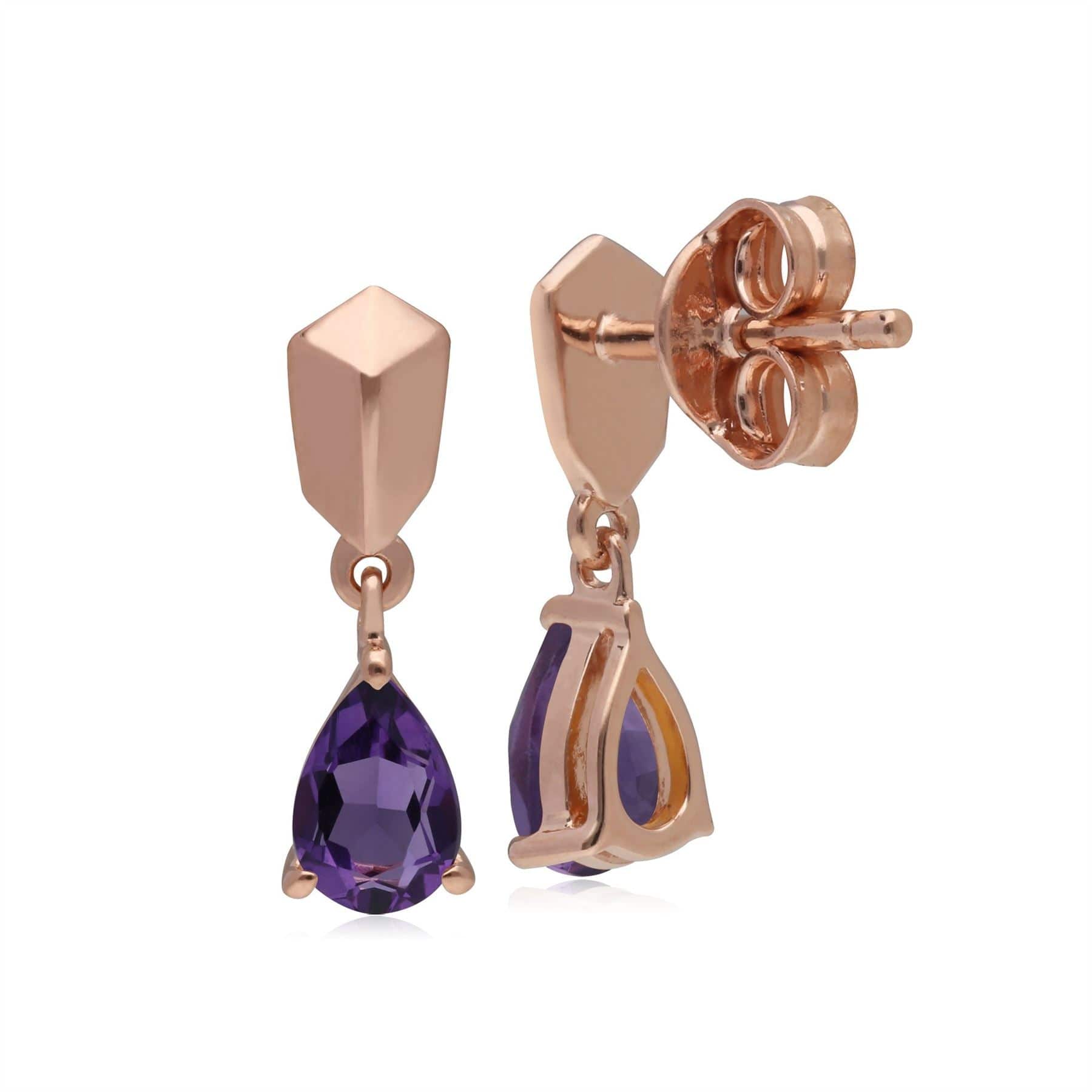 Micro Statement Amethyst Earrings in Rose Gold Plated 925 Sterling Silver