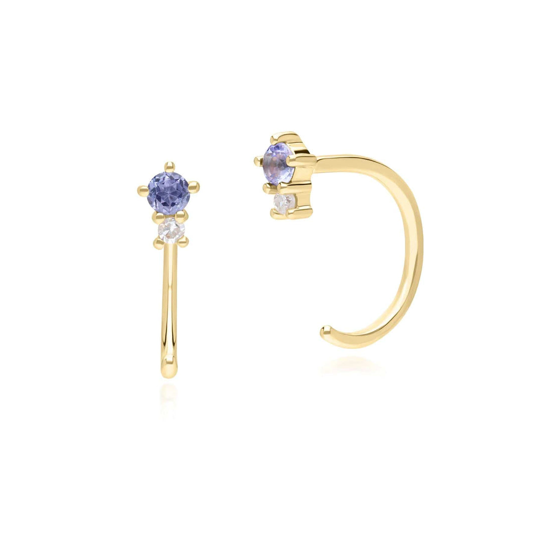 135E1823019 Modern Classic Tanzanite & Diamond Pull Through Hoop Earrings in 9ct Yellow Gold Front
