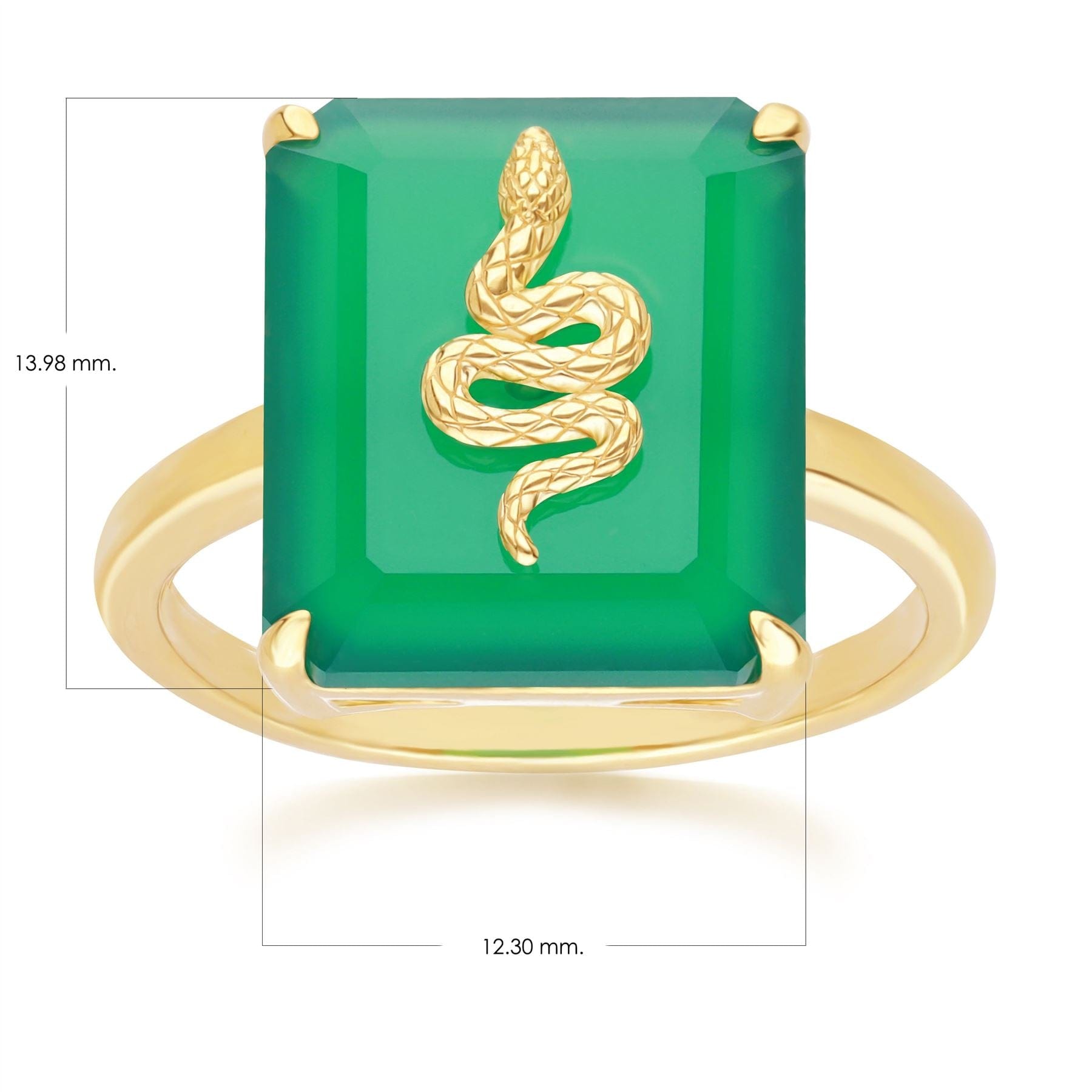 Grand Deco Green Chalcedony Snake Ring in Gold Plated Sterling Silver - Gemondo