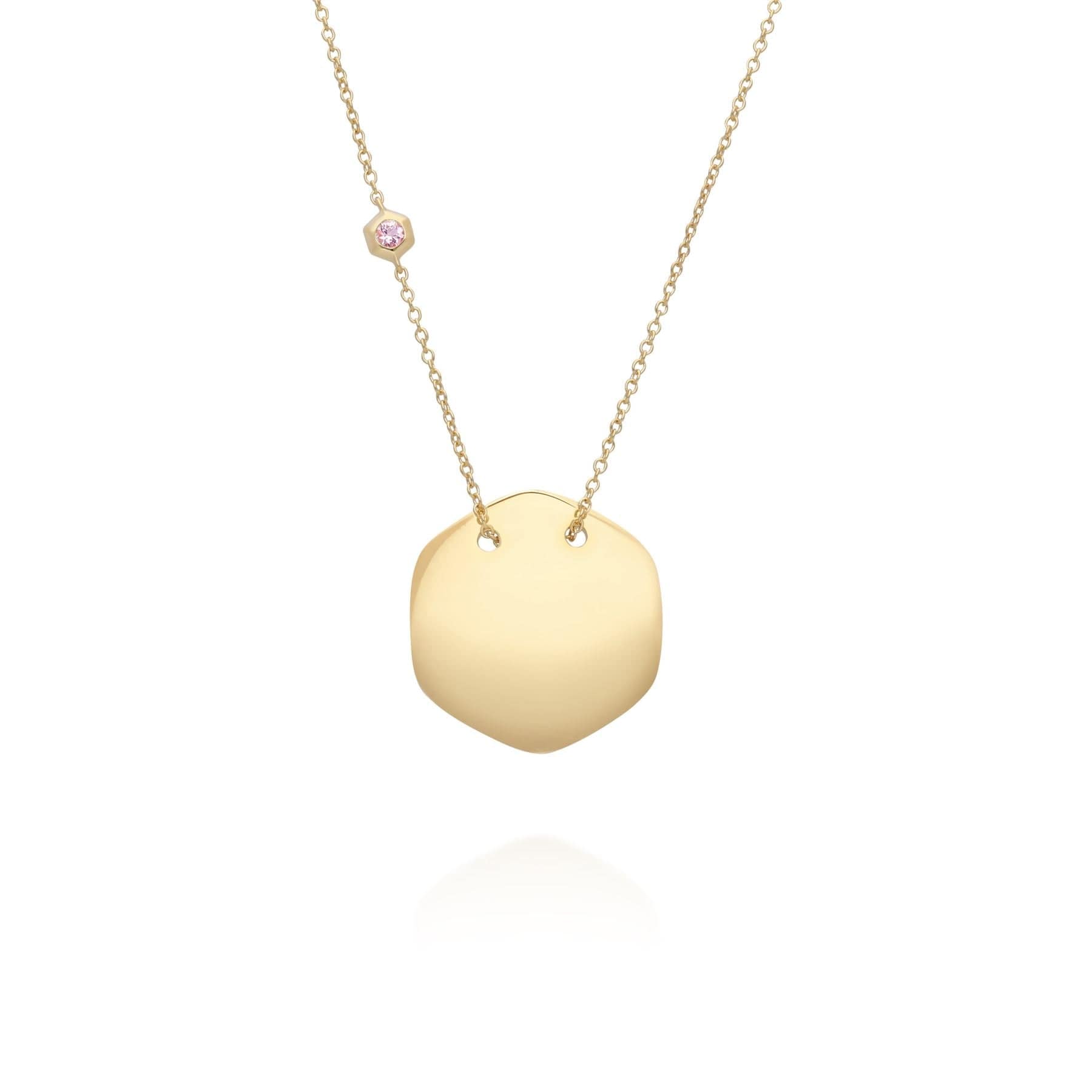 Morganite Engravable Necklace in Yellow Gold Plated Sterling Silver - Gemondo