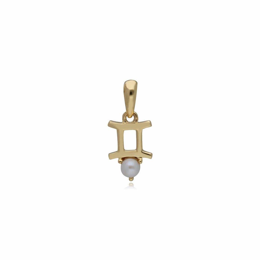 135P1997019nochain Pearl Gemini Zodiac Charm in 9ct Yellow Gold 1