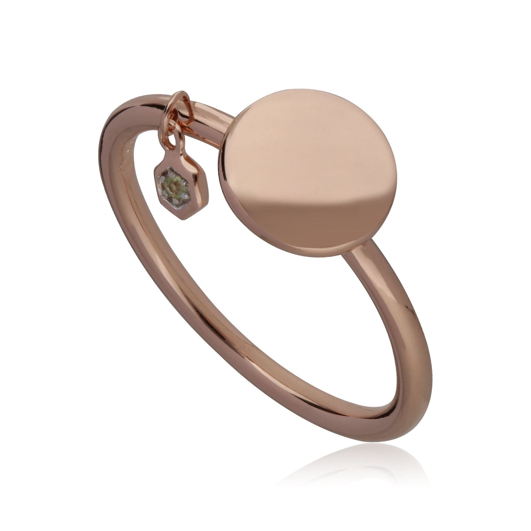 Peridot Engravable Ring in Rose Gold Plated Sterling Silver - Gemondo