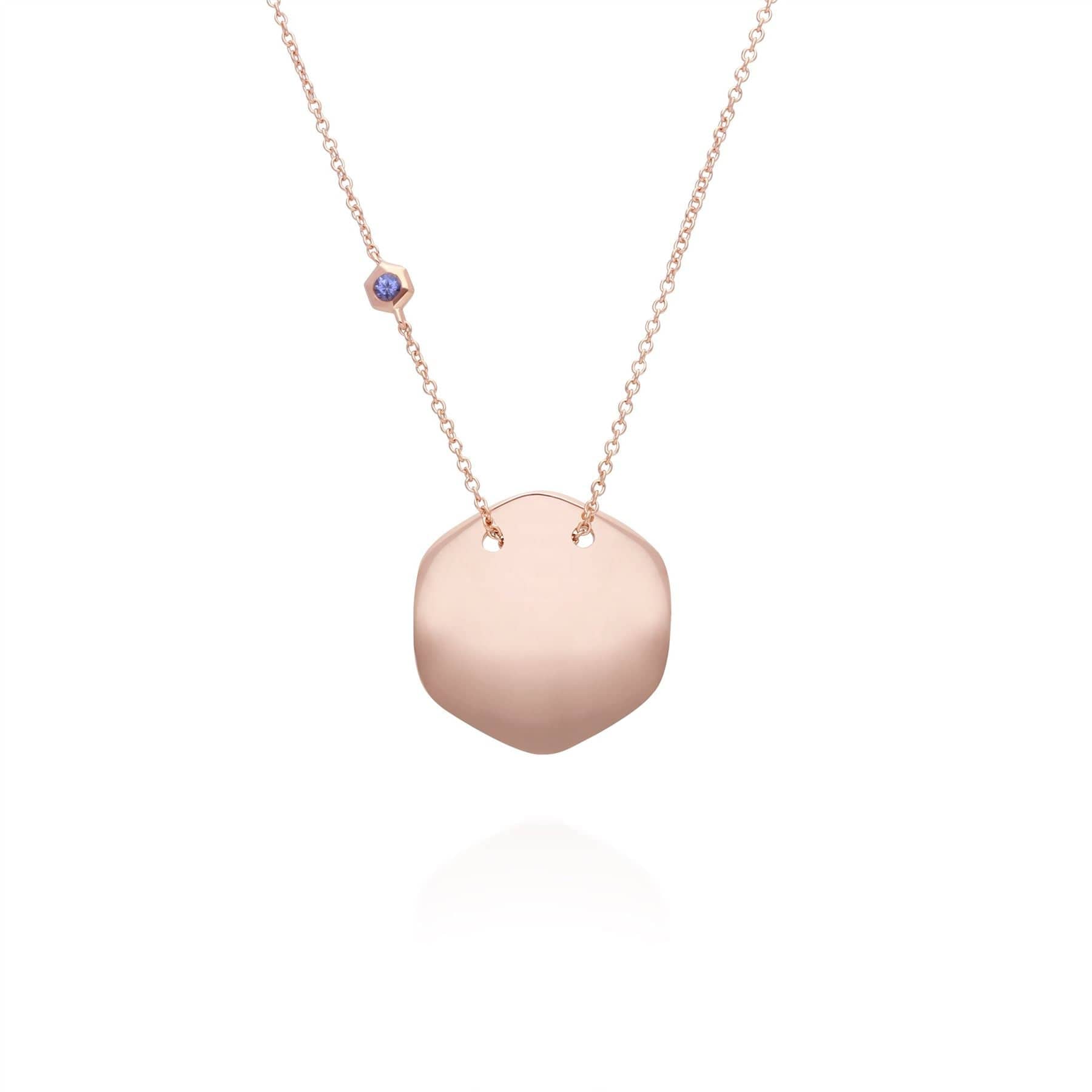 270N036001925 Tanzanite Engravable Necklace in Rose Gold Plated Sterling Silver 1