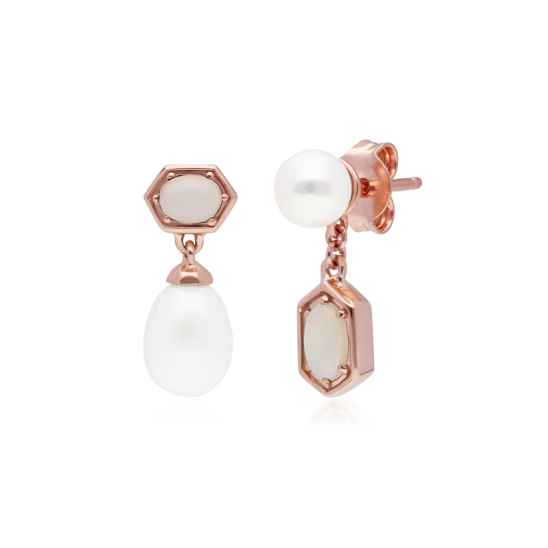 Modern Pearl & Opal Mismatched Drop Earrings