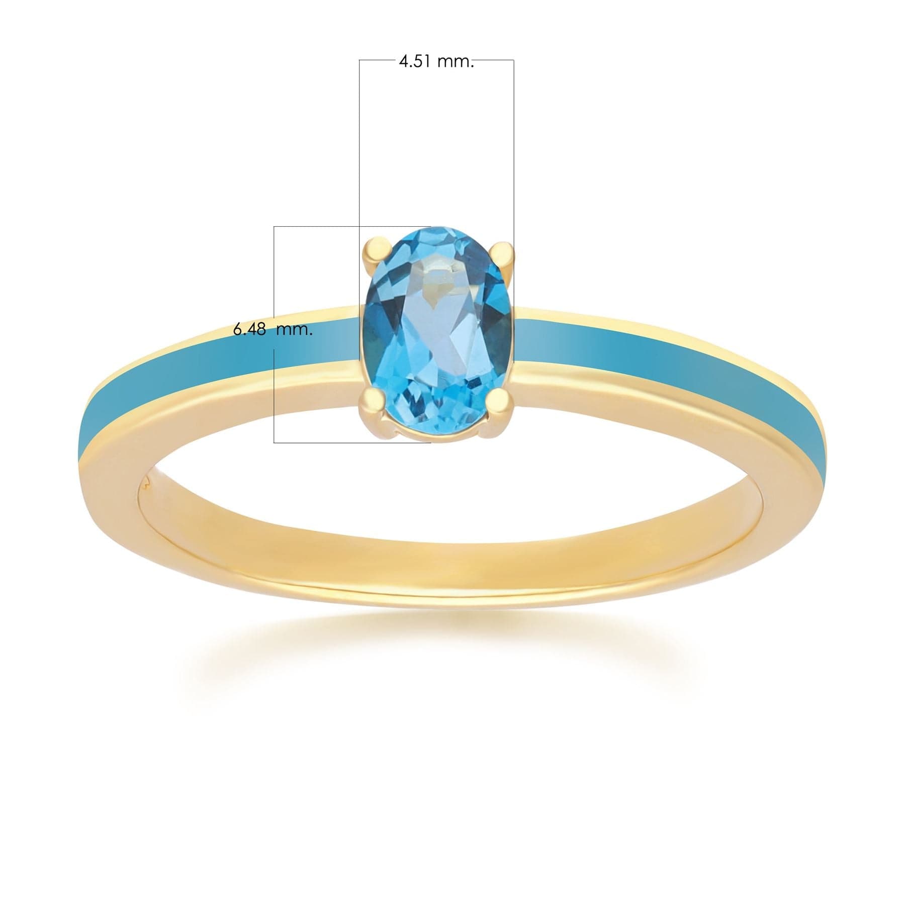 253R691801925 Siberian Waltz Blue Enamel & London Blue Topaz Ring in Gold Plated Silver Dimensions