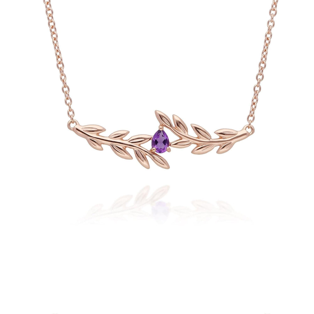 135N0364019-135R1862019 O Leaf Amethyst Necklace & Ring Set in 9ct Rose Gold 2