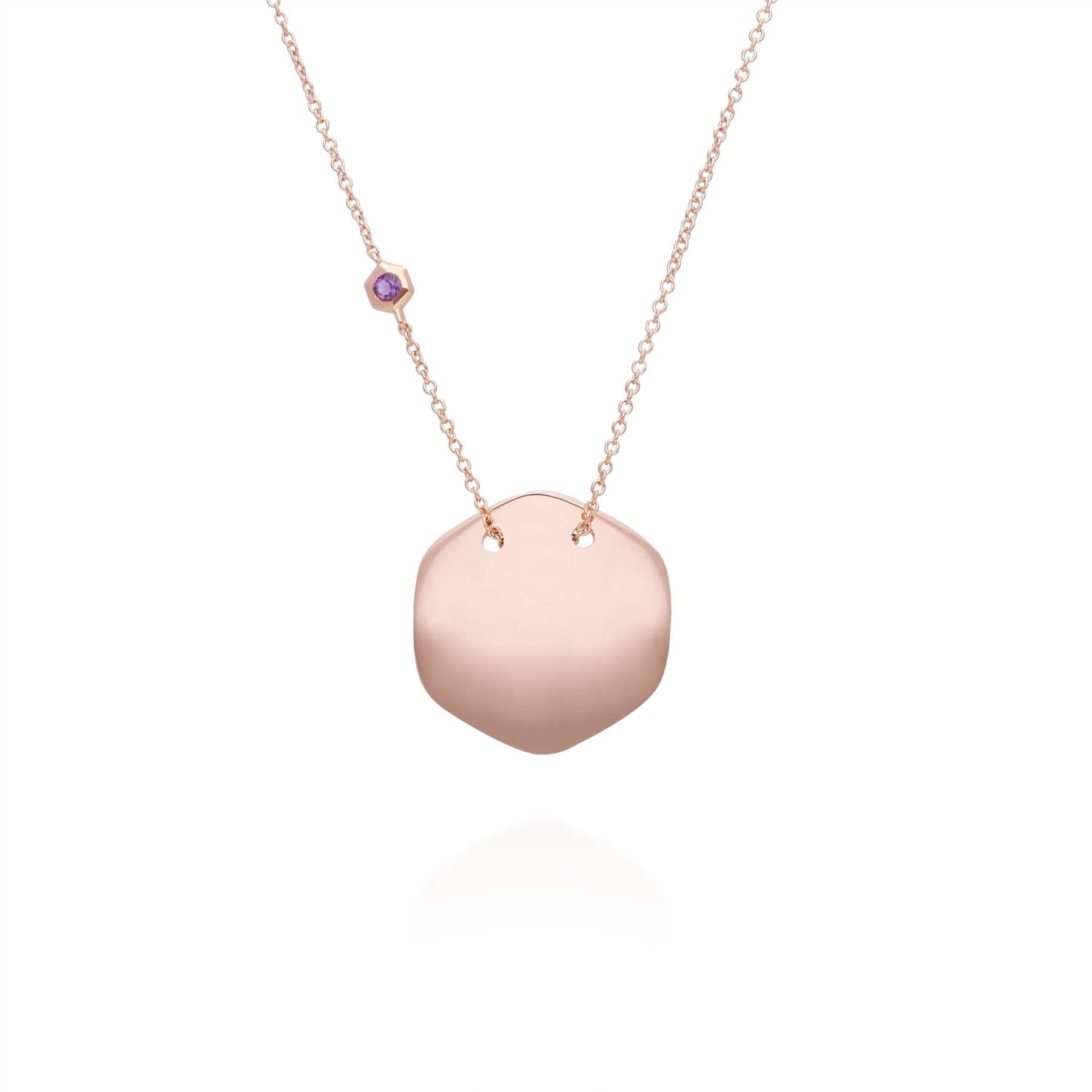 Amethyst Engravable Necklace in Rose Gold Plated Sterling Silver - Gemondo