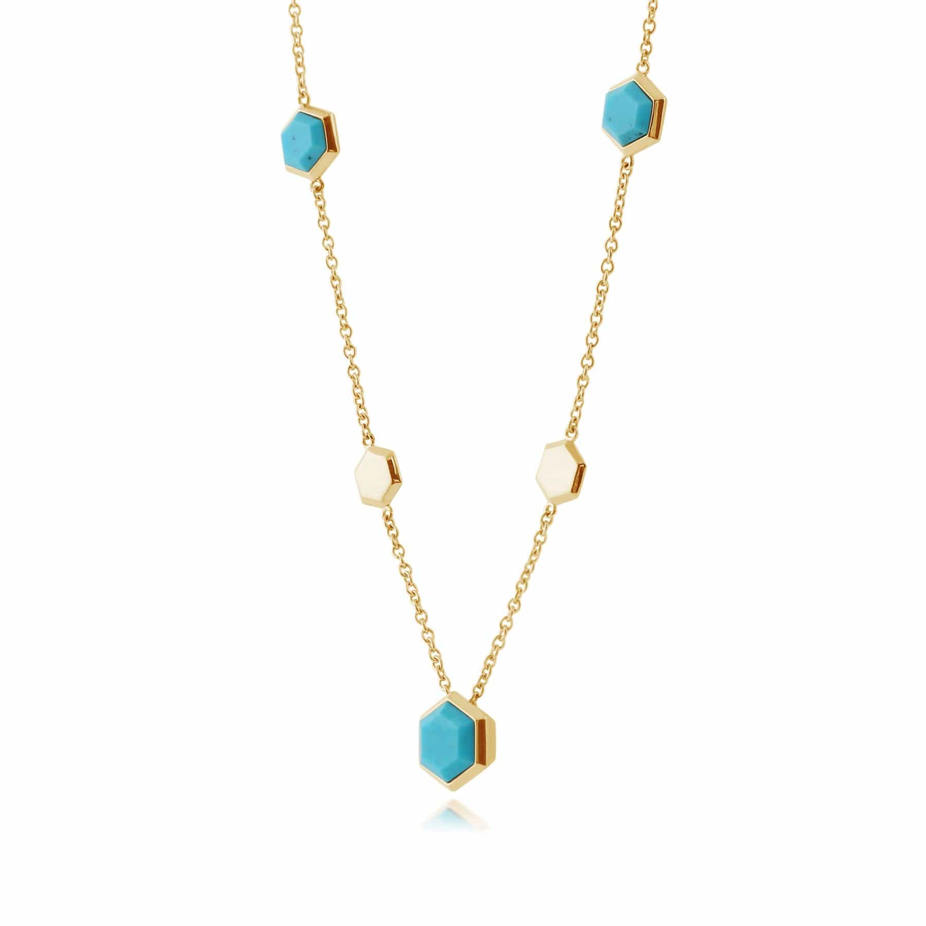 271N011601925 Geometric Hexagon Turquoise Necklace in Gold Plated  Silver 4