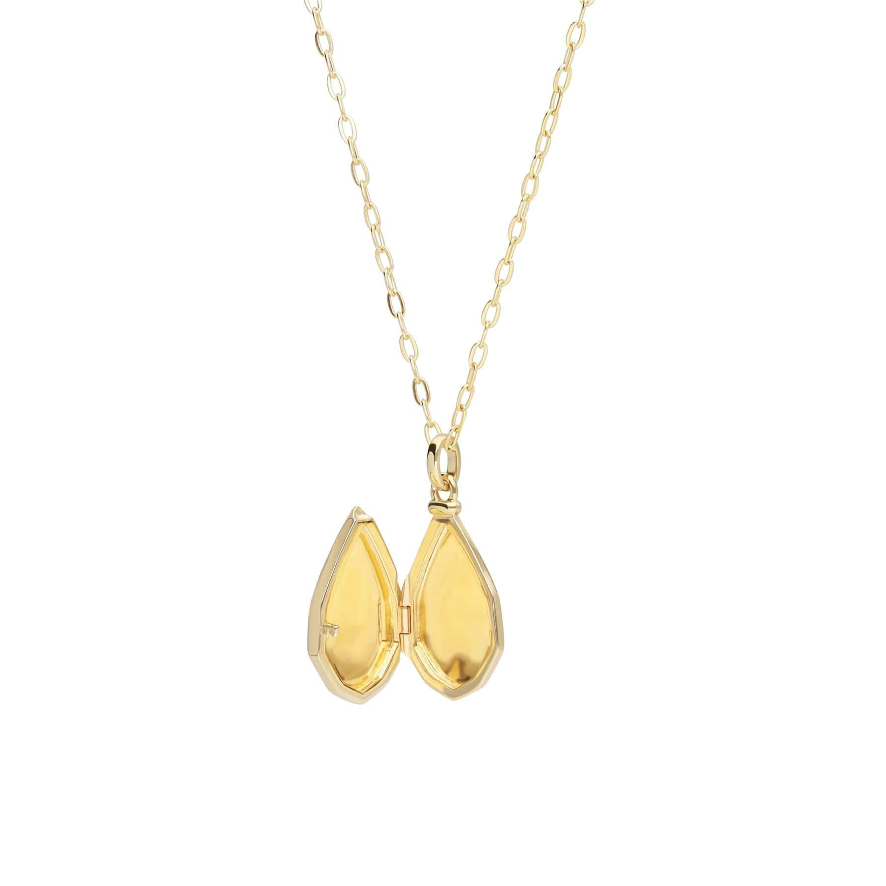 Bona Fide Pear Cut Mother of Pearl Locket In Yellow Gold Plated Silver - Gemondo