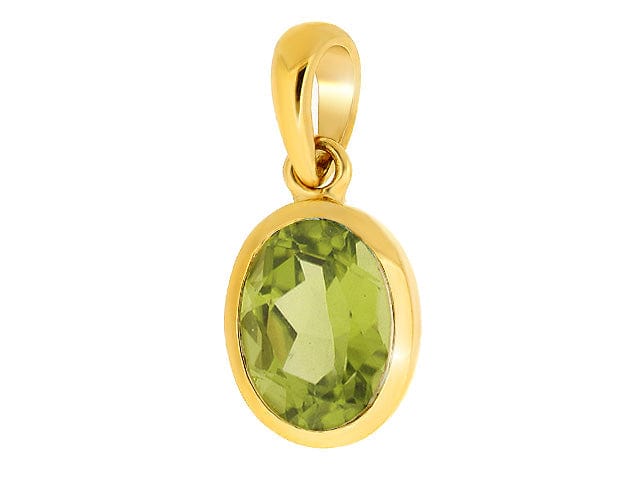 9ct Yellow Gold 1.15ct Peridot Classic Single Stone Framed Oval Pendant on Chain Image