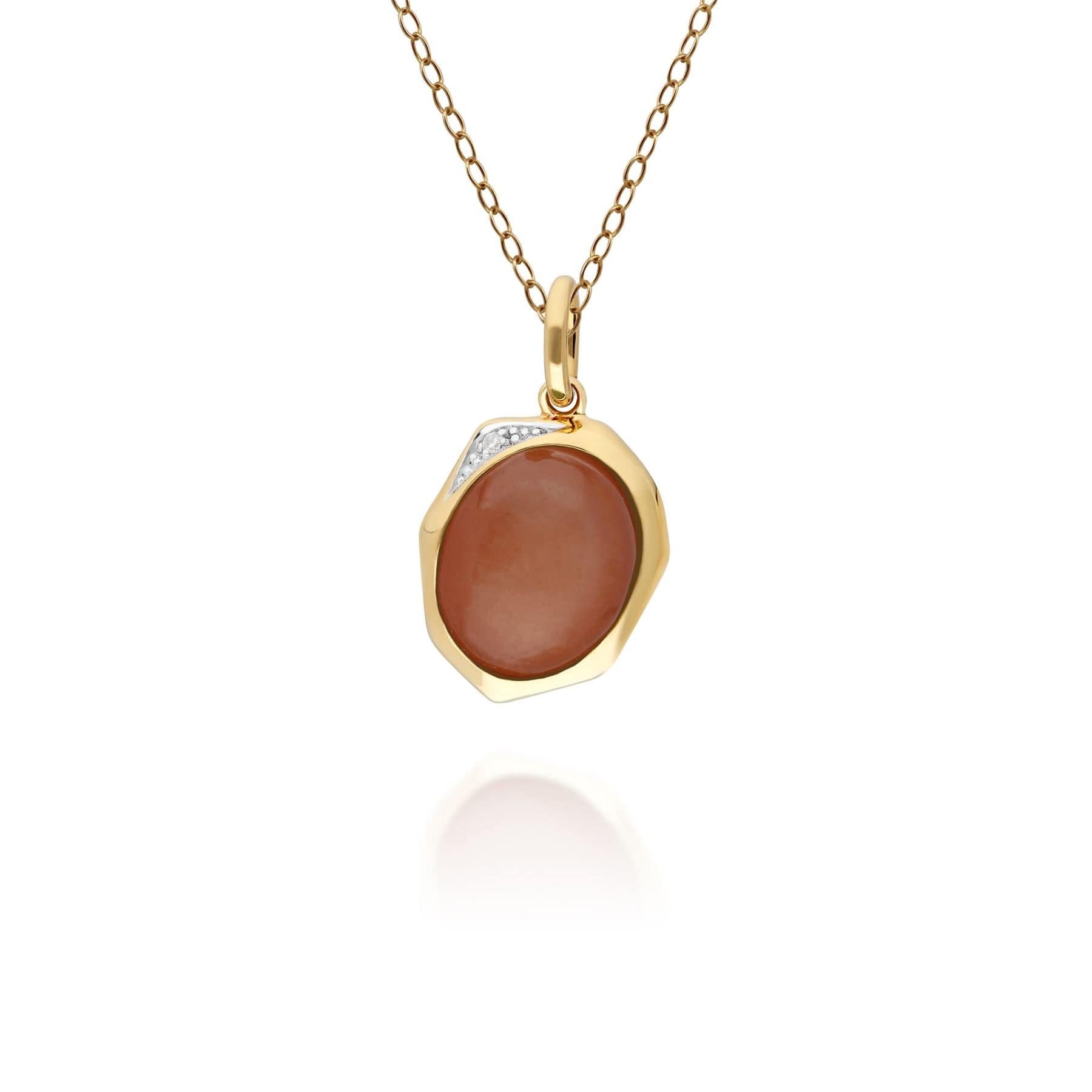 Irregular B Gem Dyed Red Jade & Diamond Pendant in Gold Plated Sterling Silver