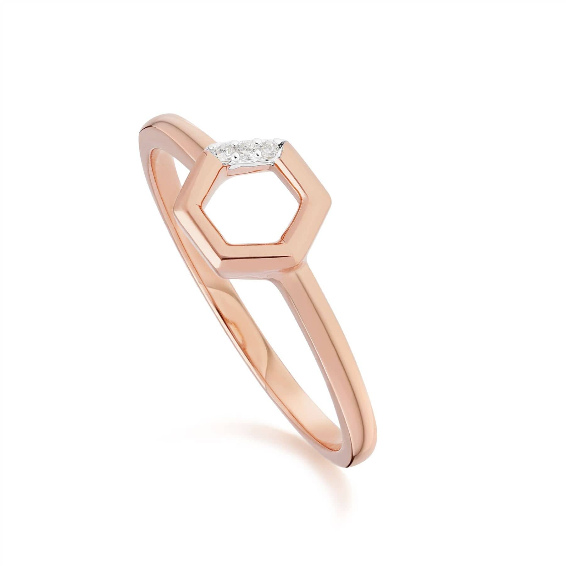 Diamond Hexagon Open Ring in Rose Gold