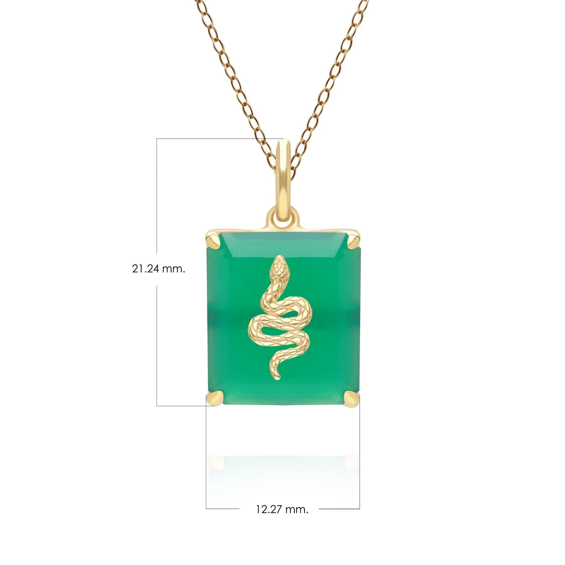 Grand Deco Green Chalcedony Snake Pendant in Gold Plated Sterling Silver - Gemondo