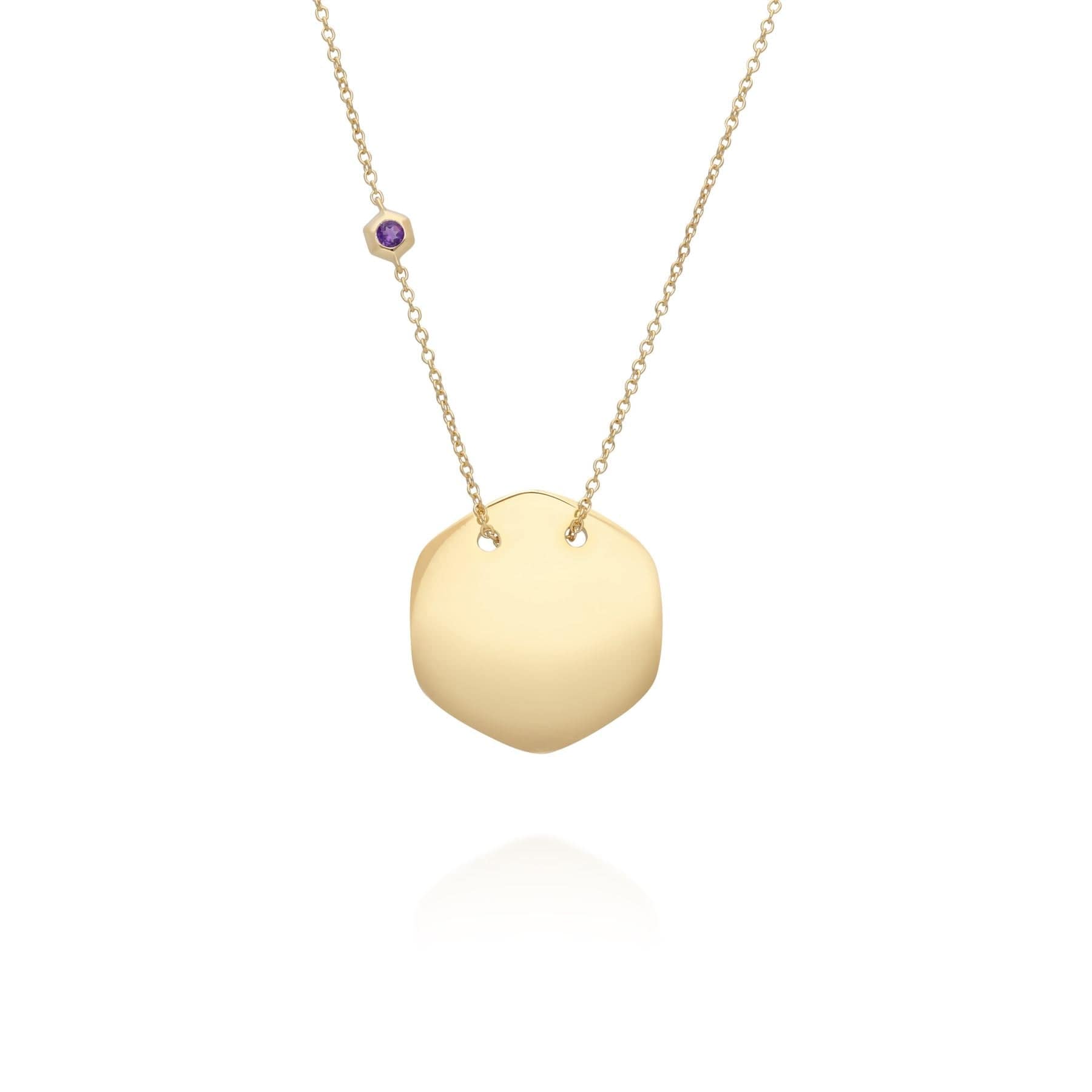 Amethyst Engravable Necklace in Yellow Gold Plated Sterling Silver - Gemondo