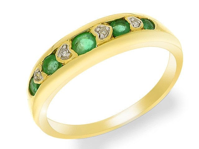 9ct Yellow Gold 0.35ct Natural Emerald & Diamond Half Eternity Ring Image 1