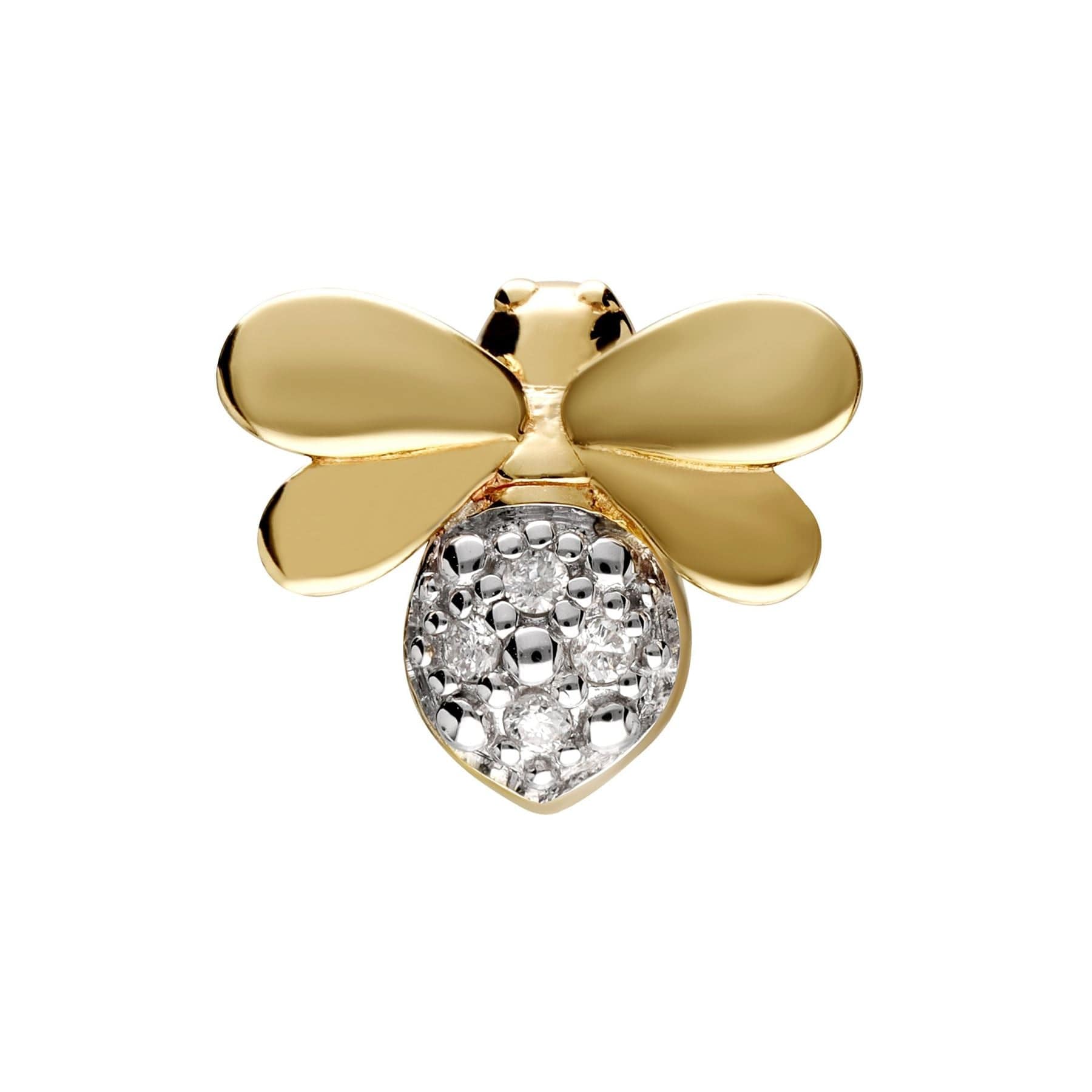 Honeycomb Inspired Diamond Bee Pin In 9ct Yellow Gold - Gemondo