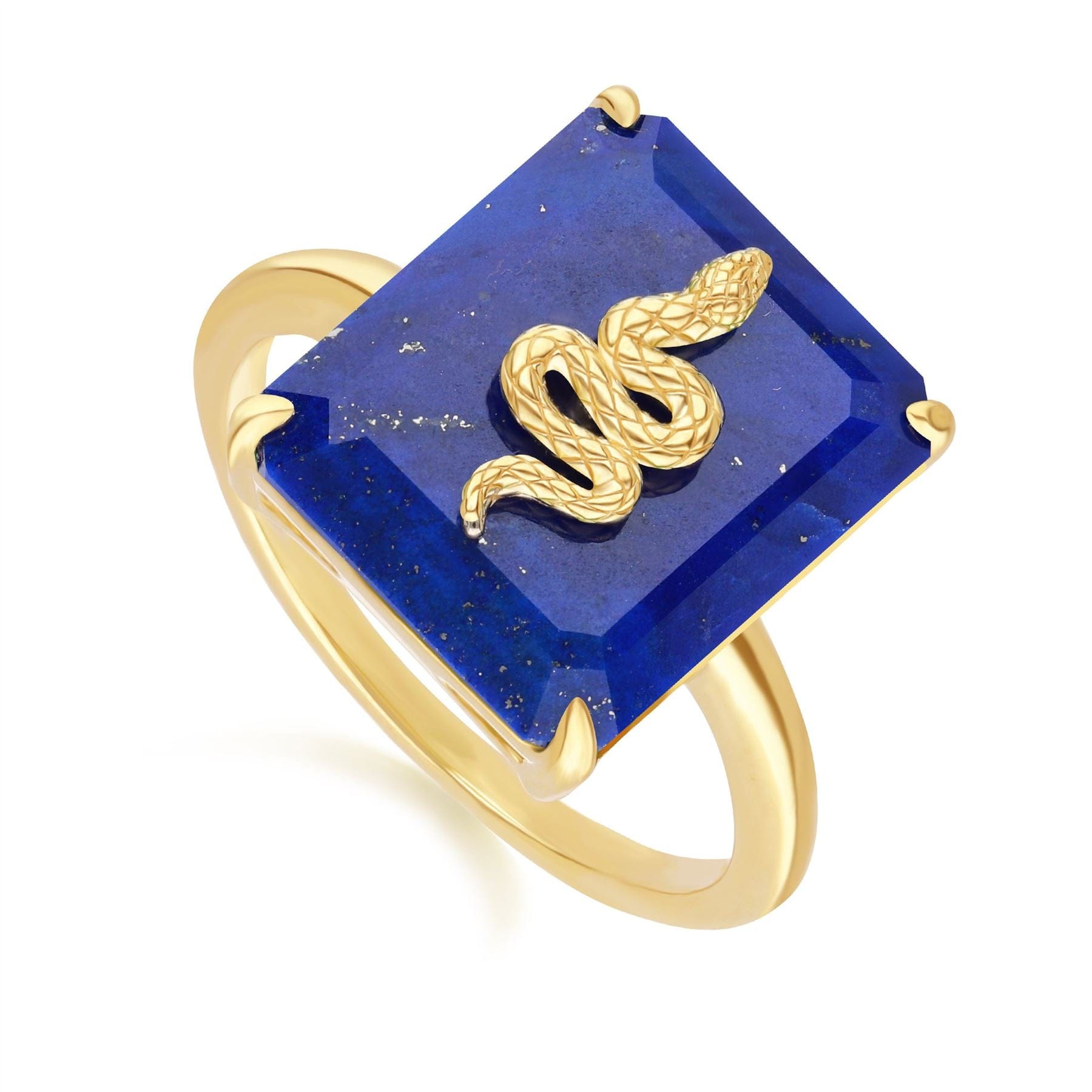 270R065403925 Grand Deco Lapis Lazuli Snake Ring in Gold Plated Sterling Silver Side