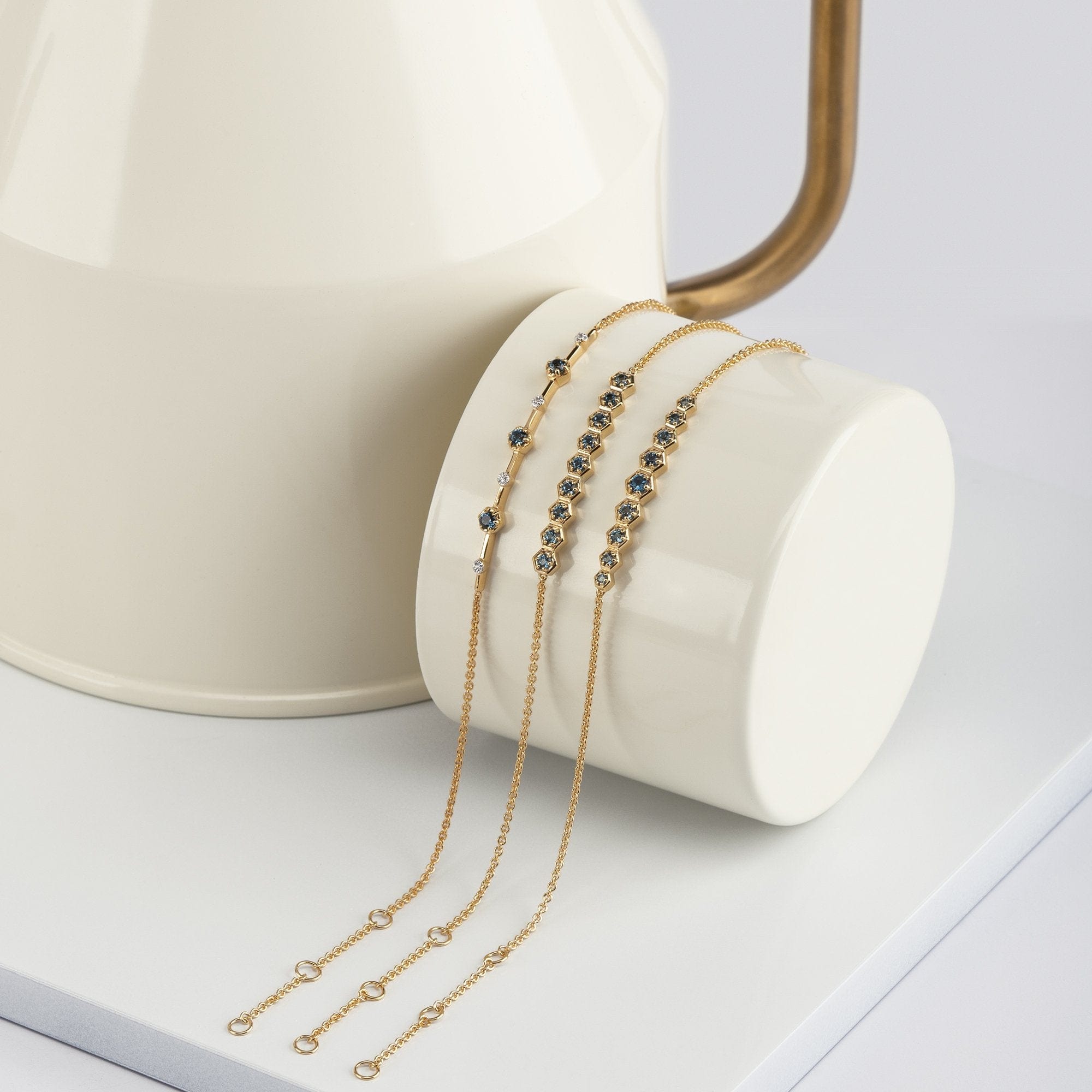 Modern Glam Topaz Bar Bracelets In Gold Plated Silver 