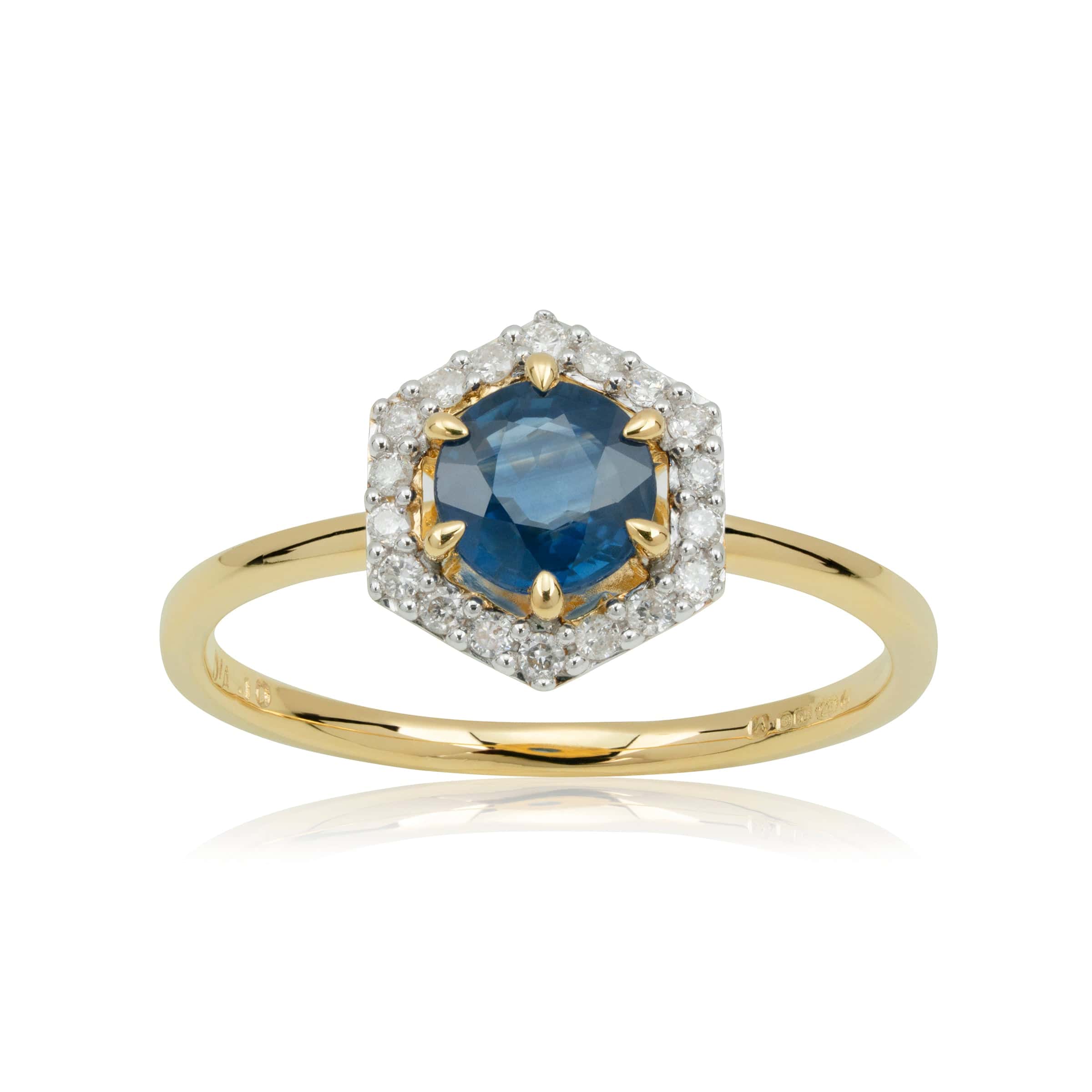 133R94860218 18ct Yellow Gold 0.92ct Sapphire & Diamond Halo Engagement Ring 2