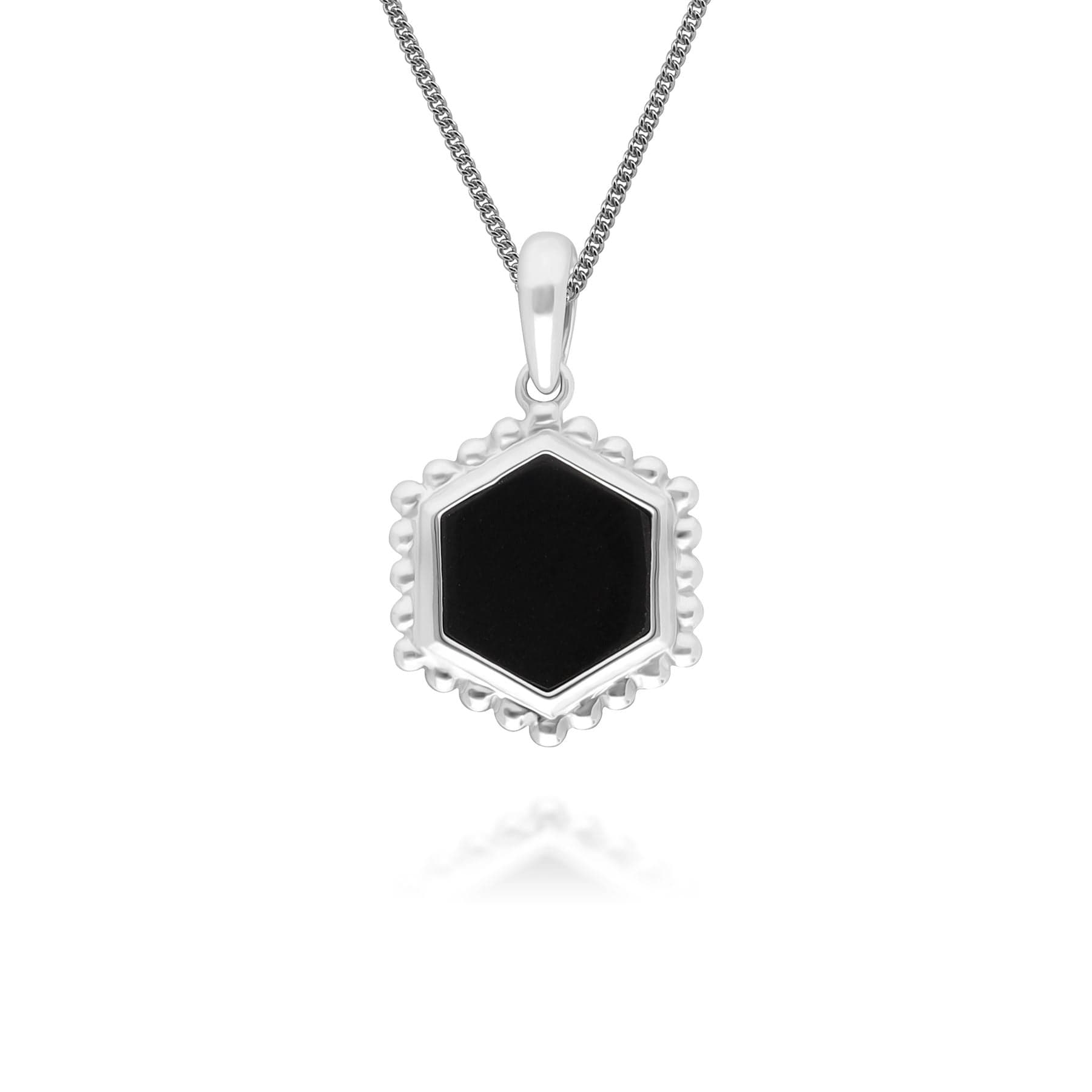 Black Onyx Slice Pendant Necklace in 925 Sterling Silver