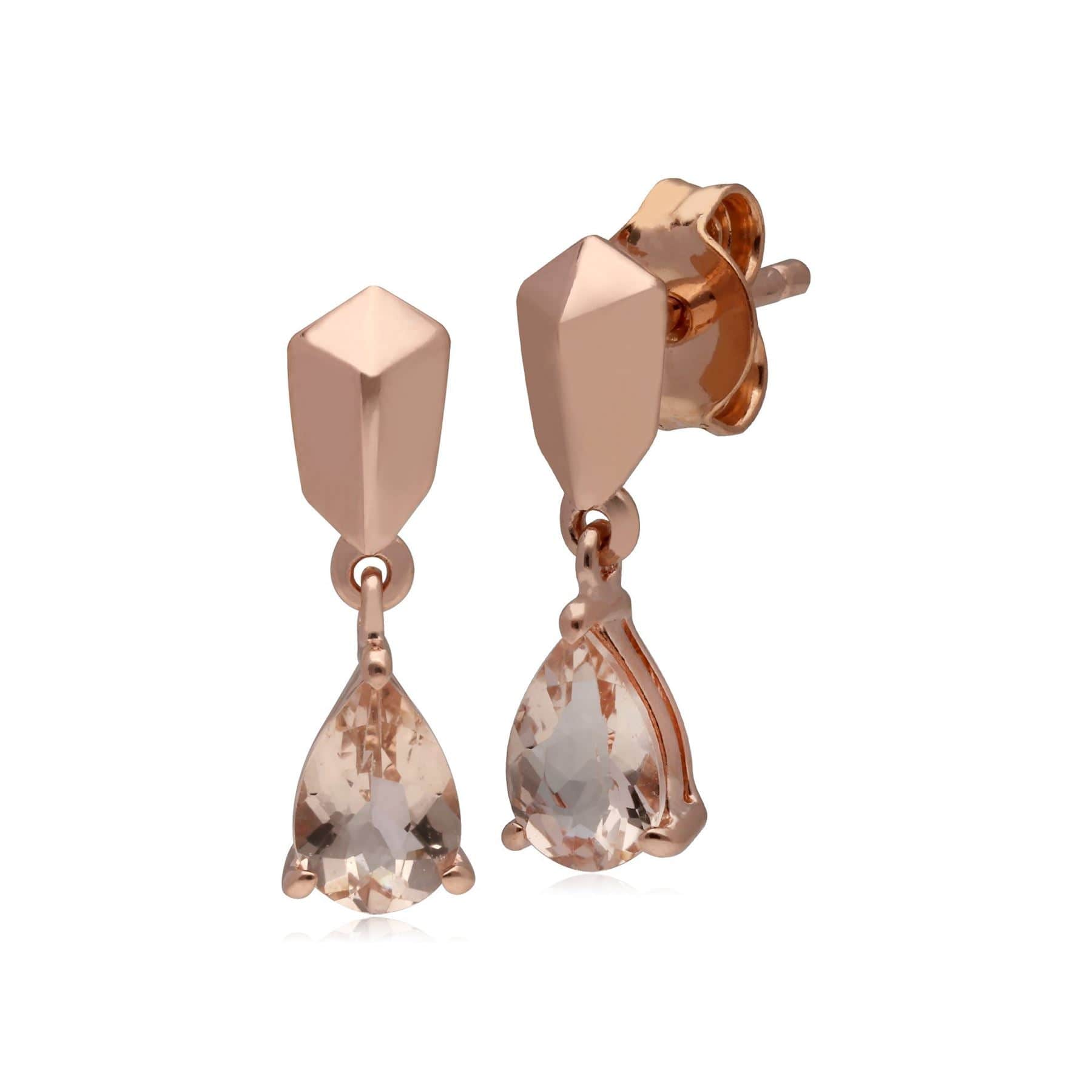 Micro Statement Morganite Earrings in Rose Gold Plated 925 Sterling Silver