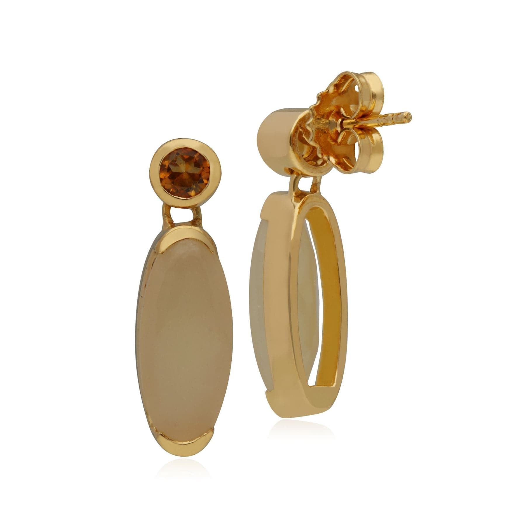 Kosmos Opal & Citrine Oval Shaped Drop Earrings In Gold Plated Sterling Silver - Gemondo