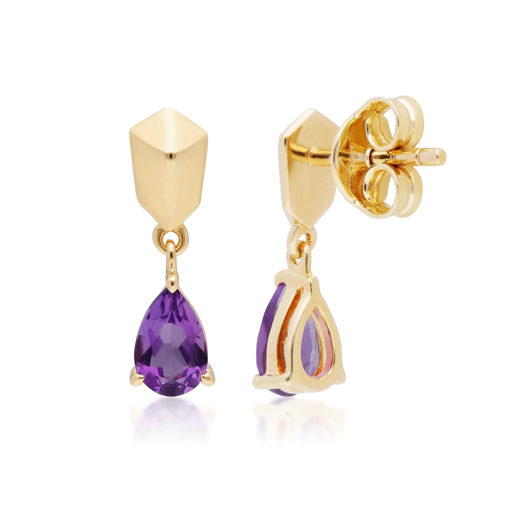 270E028501925 Micro Statement Amethyst Drop Earrings in Gold Plated Sterling Silver 3