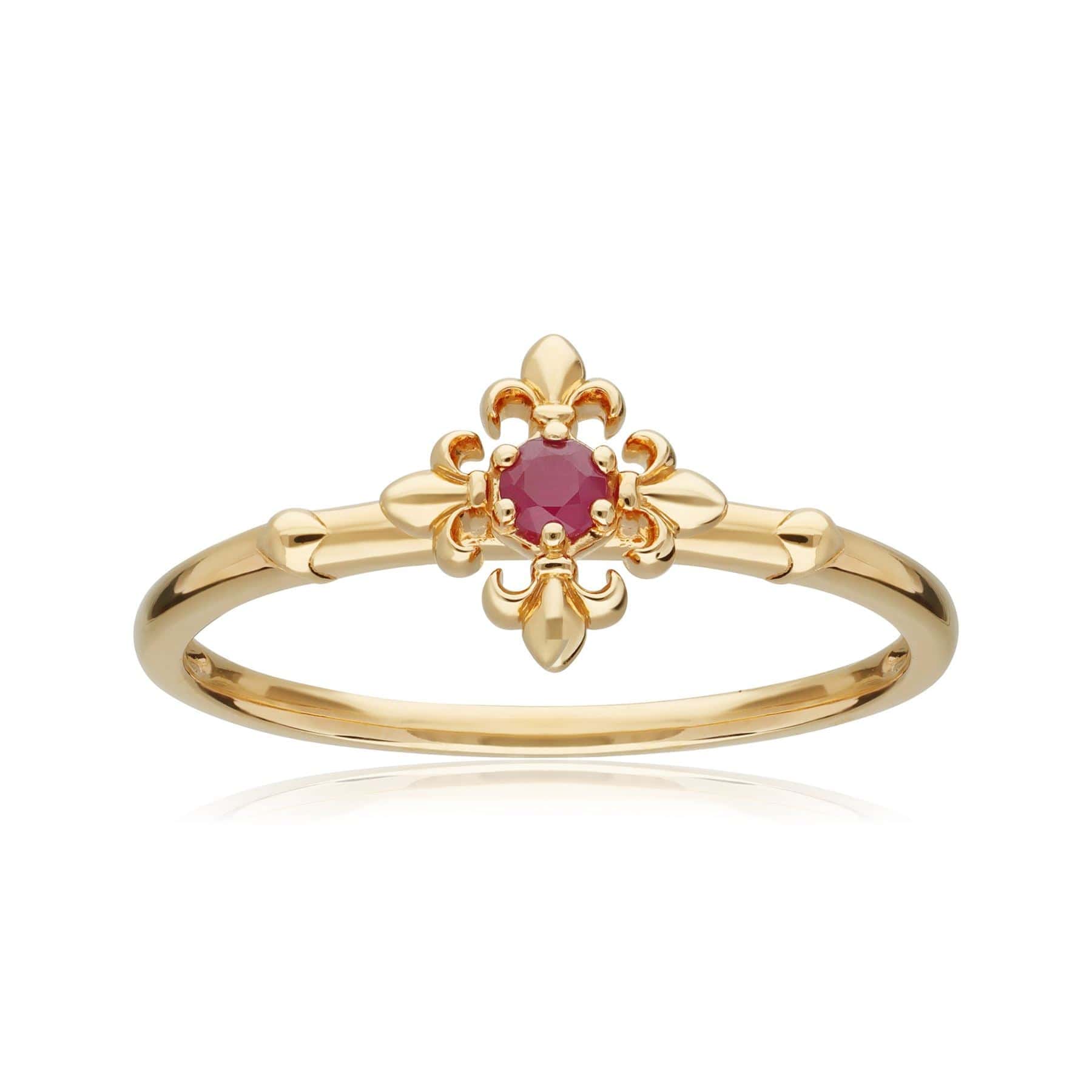 132R8286019 ECFEW™ Ruby Fleur De Lis Ring In 9ct Yellow Gold 3