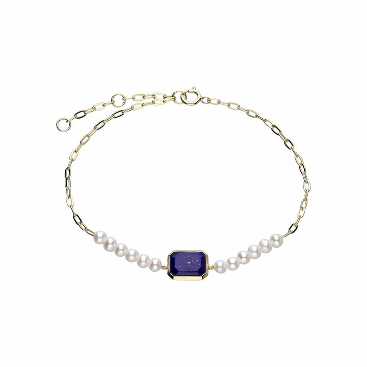 270L012601925 ECFEW™ Unifier Lapis Lazuli & Pearl Chain Link Bracelet In Sterling Silver 1
