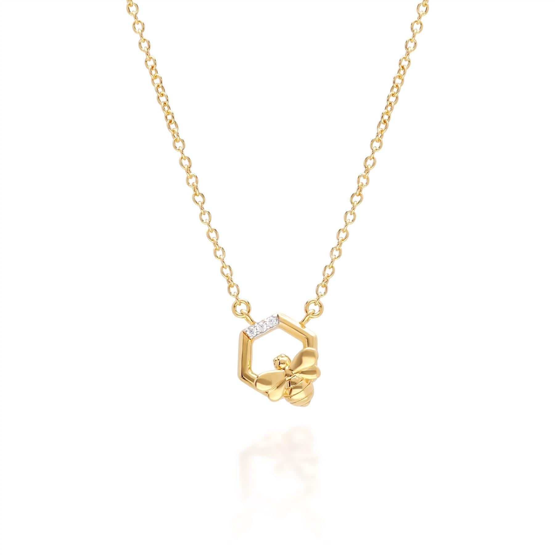 Yellow Gold Hexagon Bee Necklace